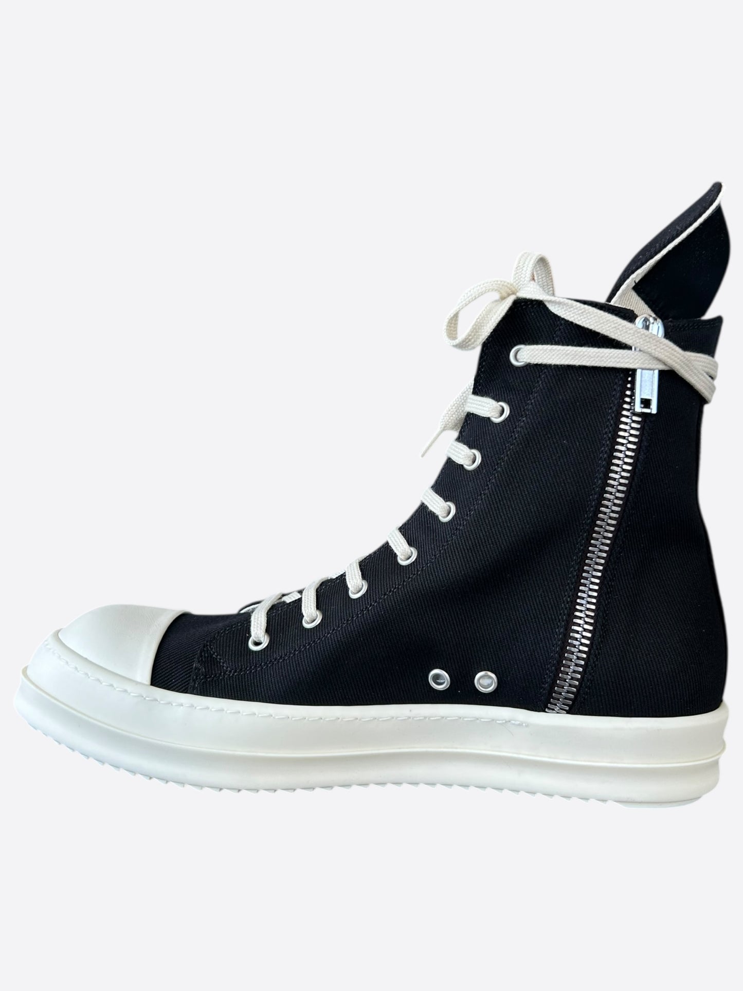 Rick Owens Black & White Hollywood High Top Sneakers