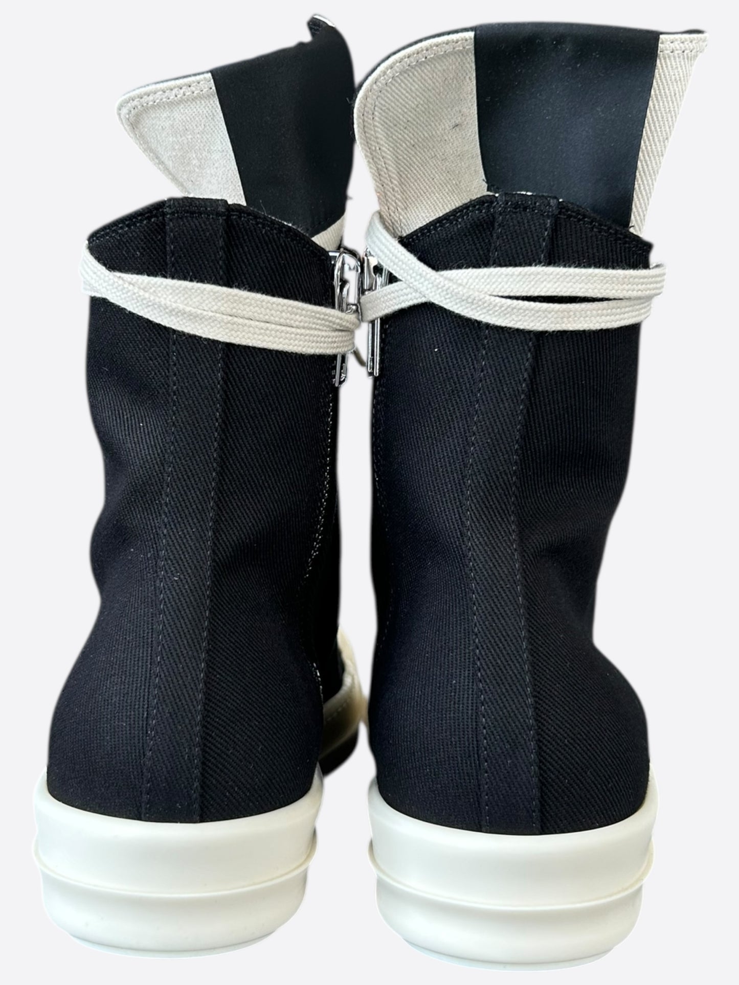 Rick Owens Black & White Hollywood High Top Sneakers