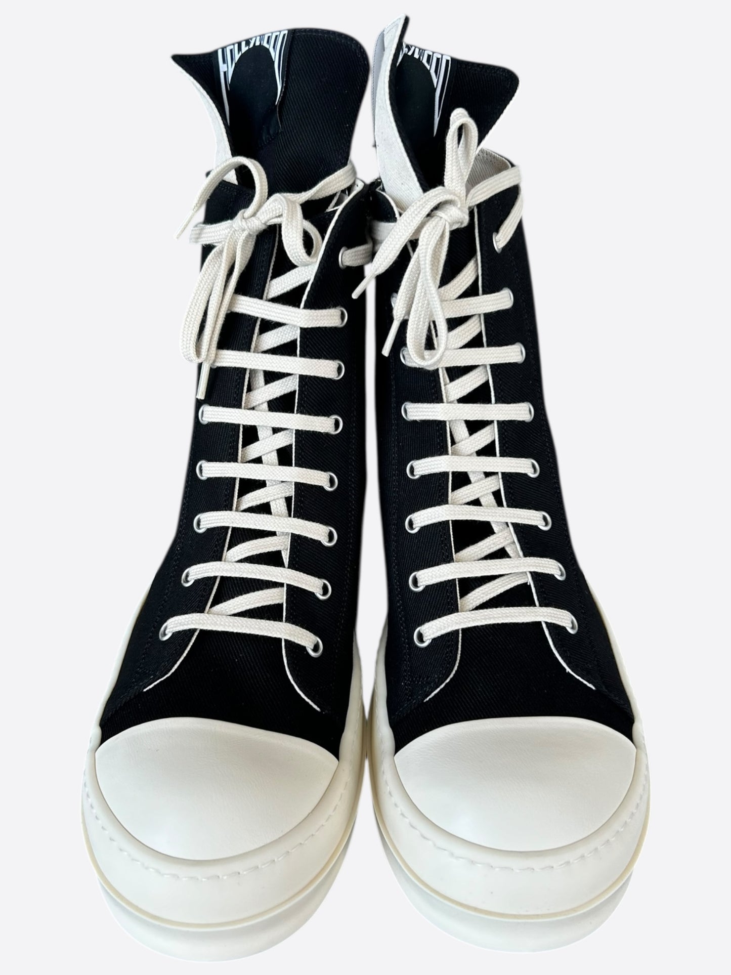 Rick Owens Black & White Hollywood High Top Sneakers