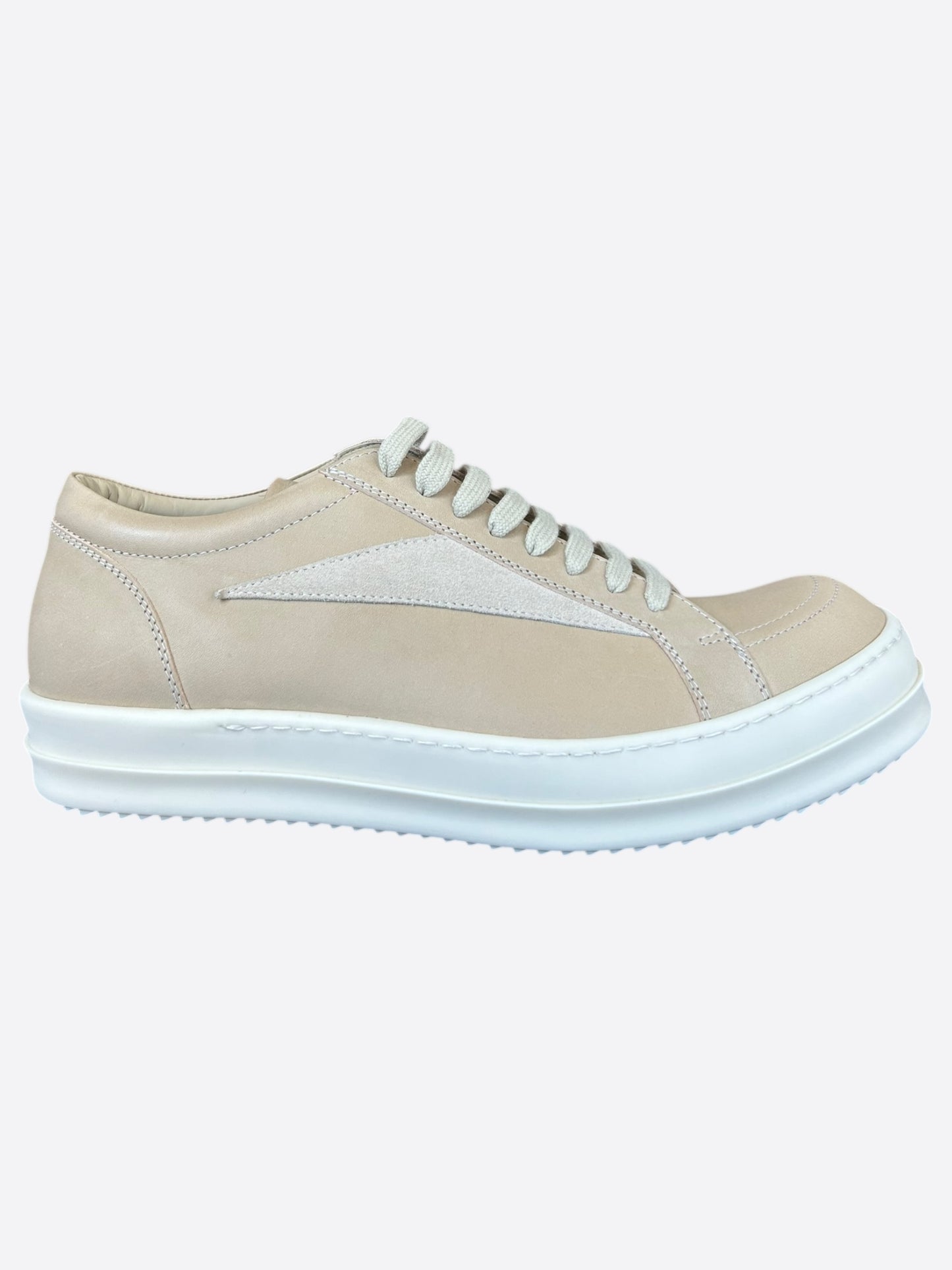 Rick Owens Beige Leather Vintage Low Top Sneakers