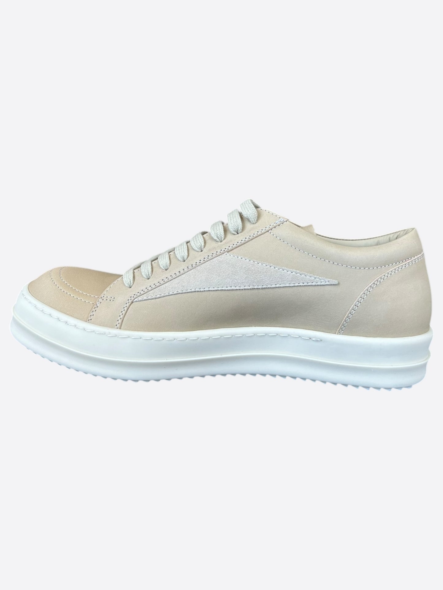 Rick Owens Beige Leather Vintage Low Top Sneakers