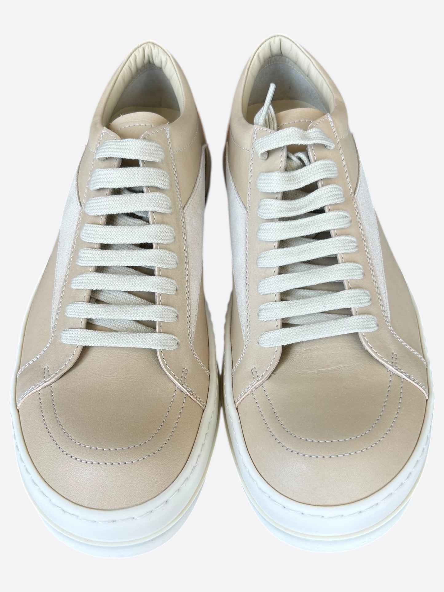 Rick Owens Beige Leather Vintage Low Top Sneakers