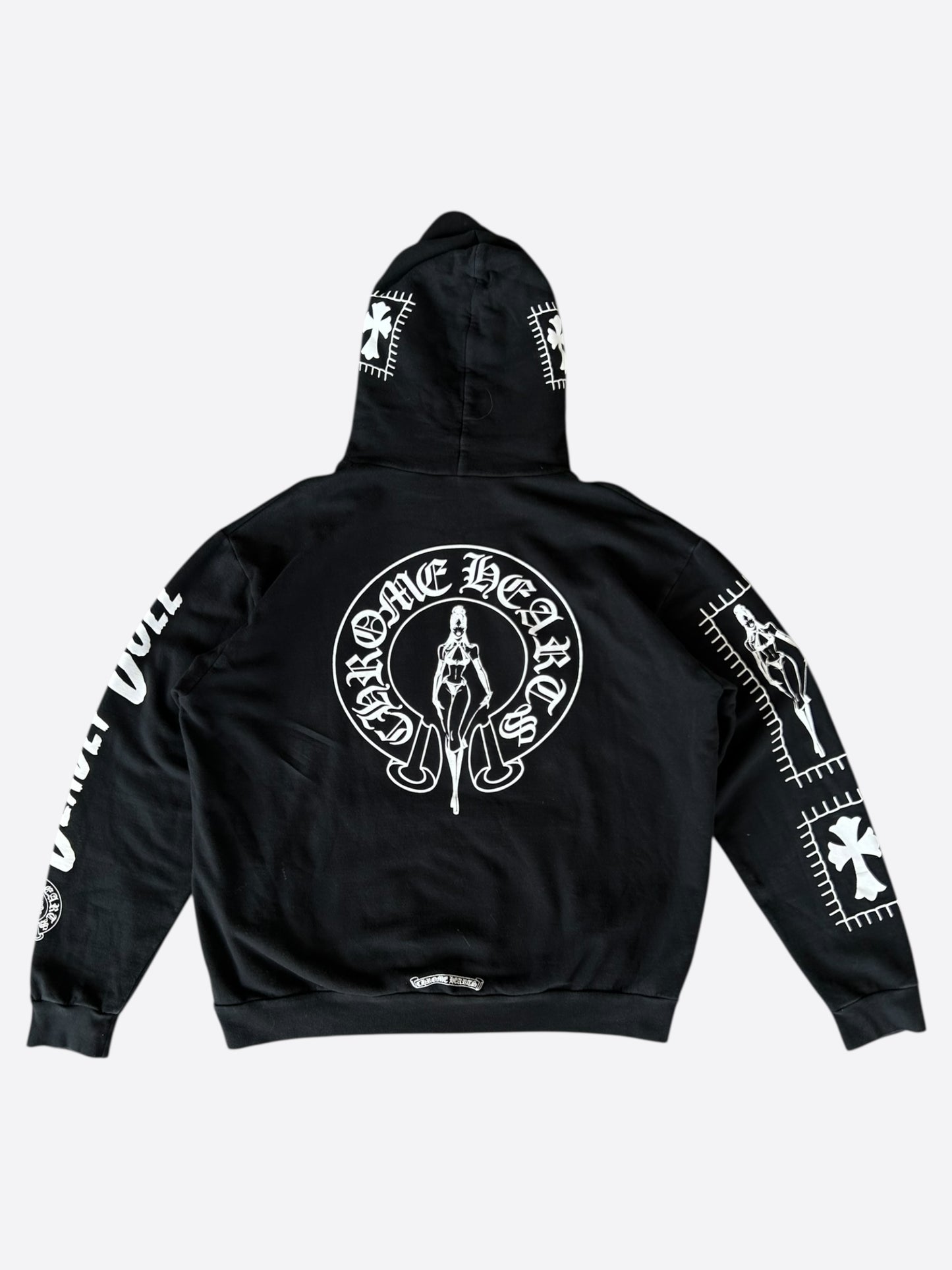 Chrome Hearts Deadly Doll Black & White Logo Hoodie