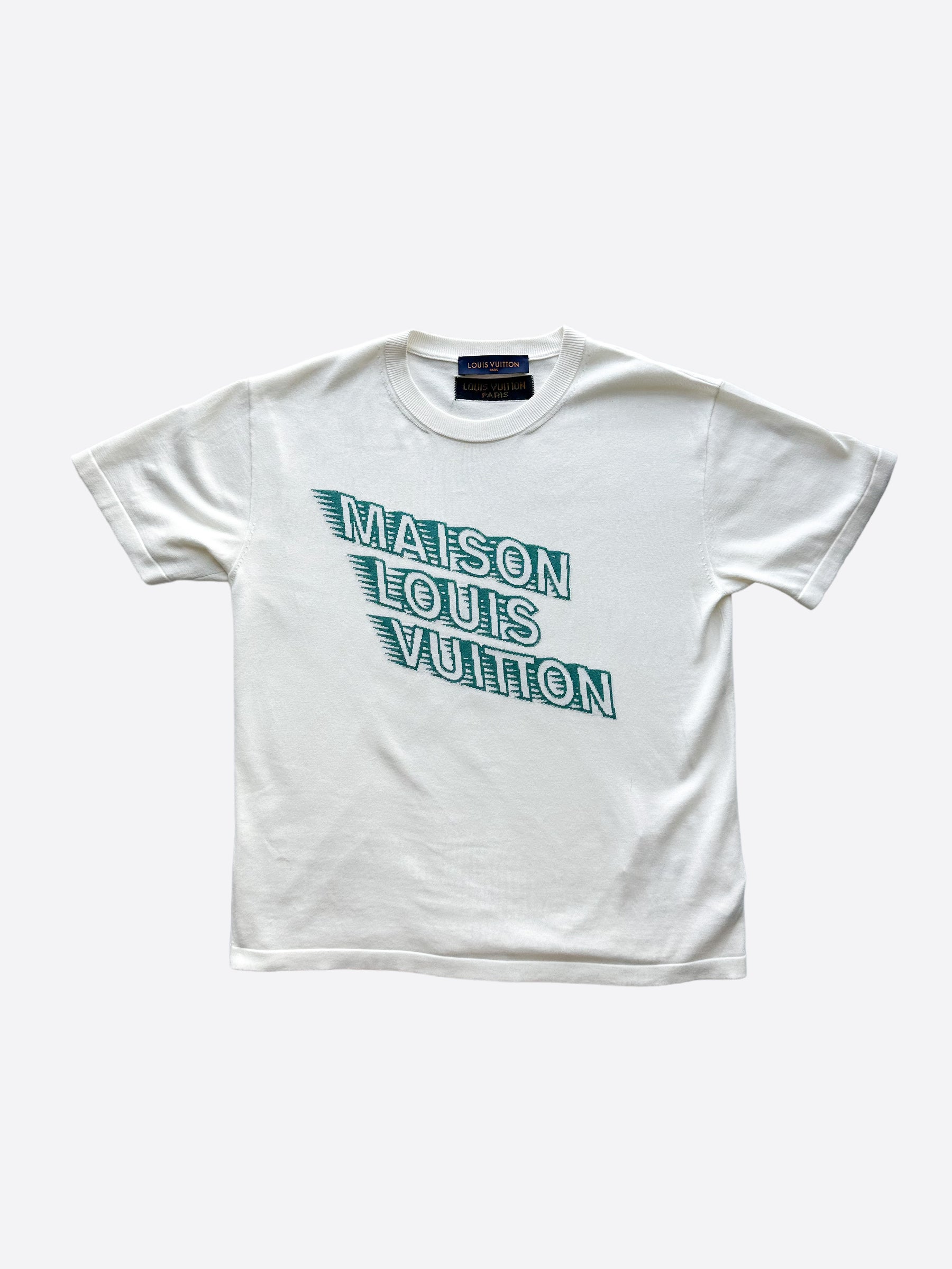 LOUIS VUITTON RM202M USO HJN15W LVSE electric intarsia T-Shirt XL White  Auth Men