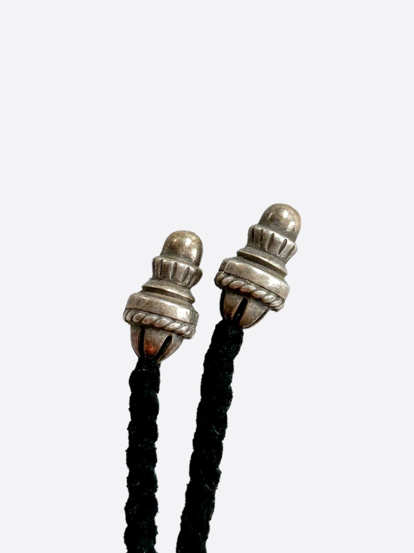 Chrome Hearts Black Braided Leather Cross Necklace