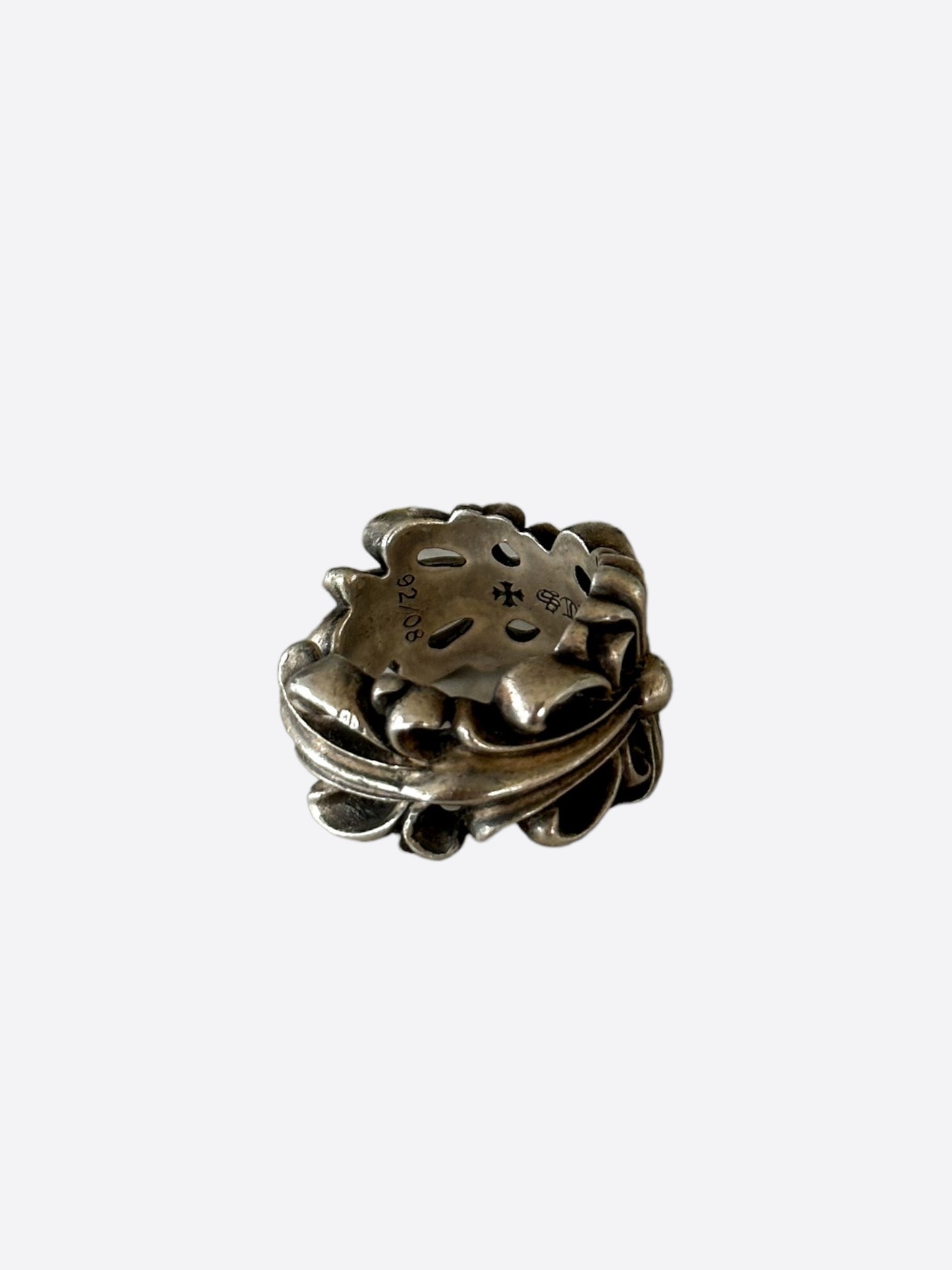 Chrome Hearts Silver Cross Floral Ring