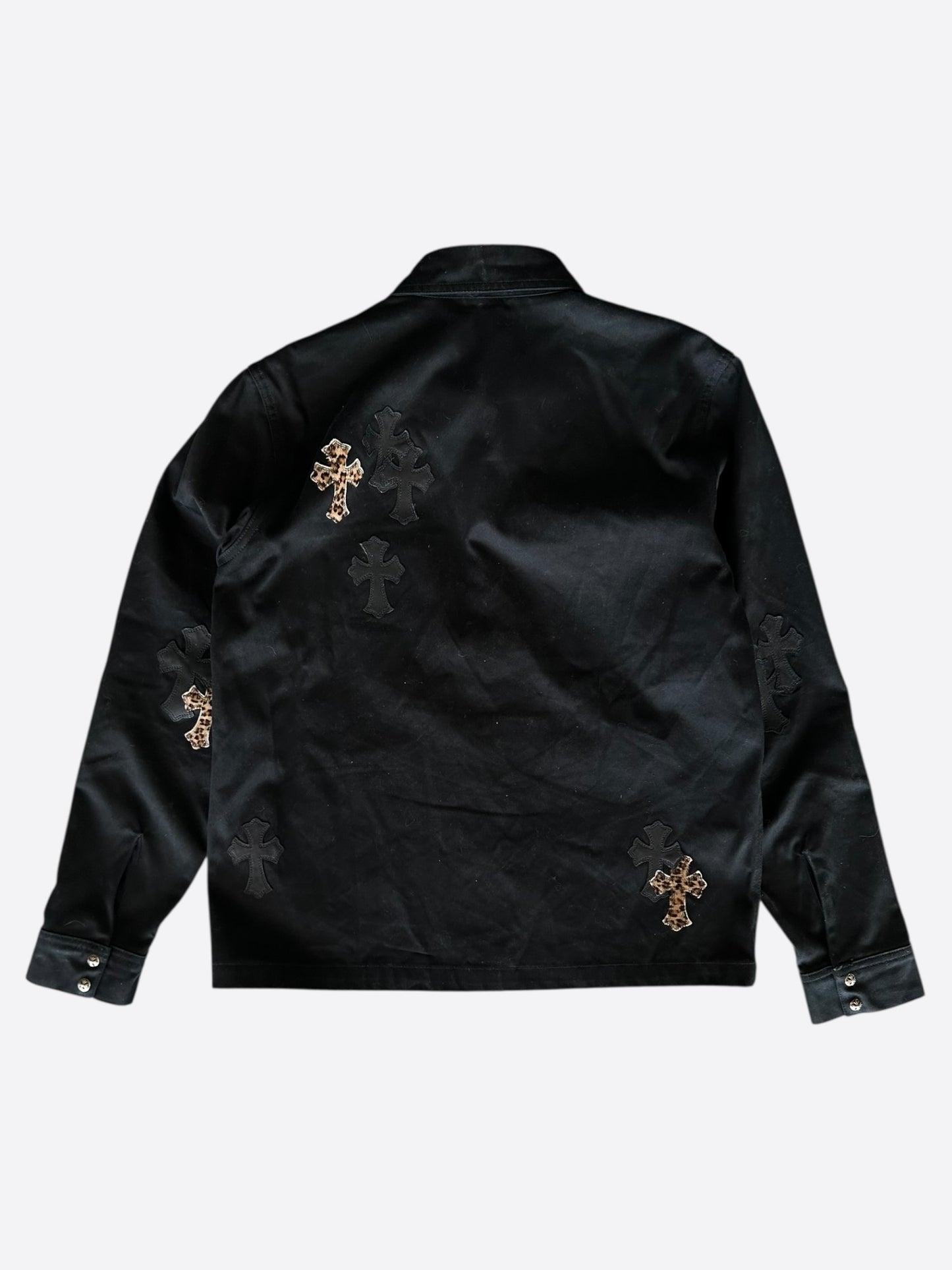 Chrome Hearts Black & Cheetah Cross Patch Work Dog Jacket