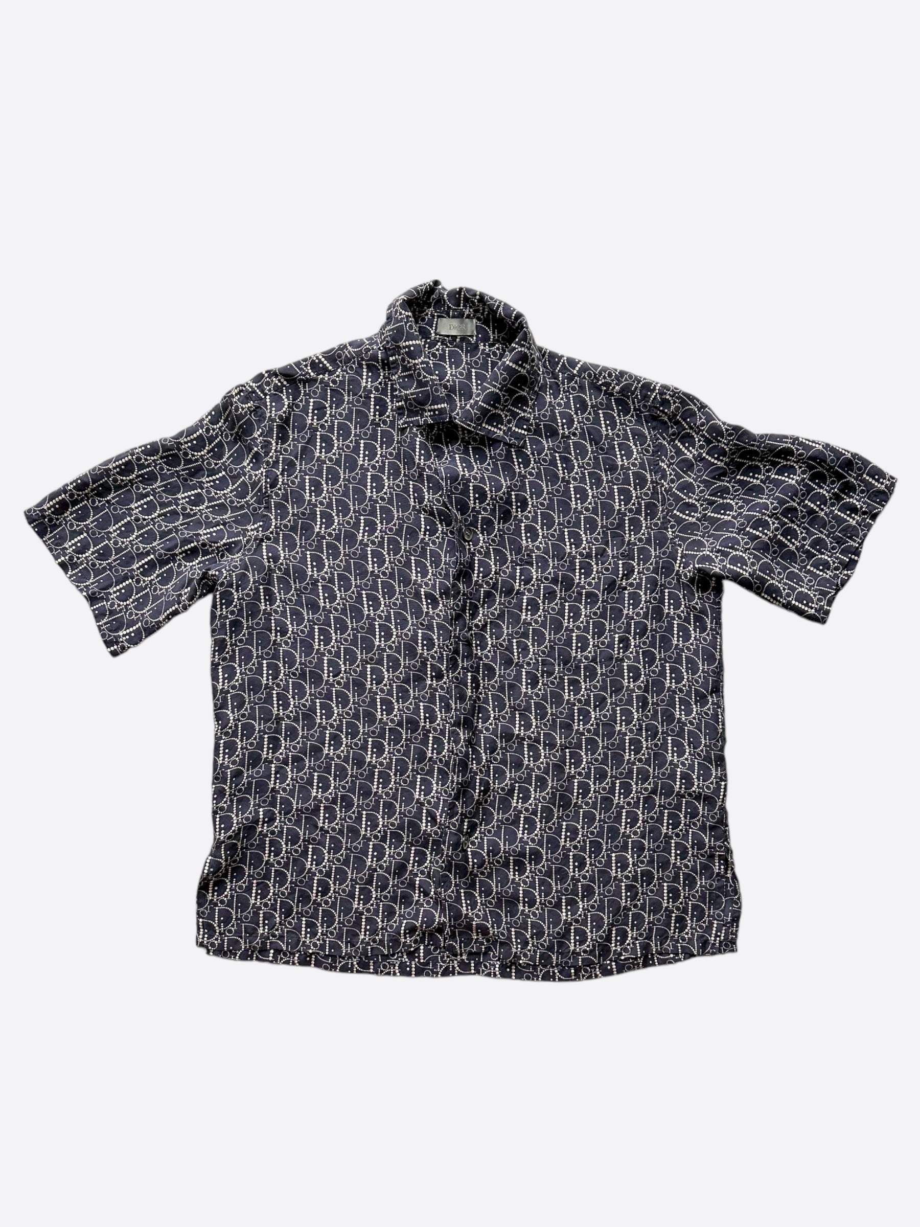 トップス Navy Pocket Oblique Button Up Shirt Dior Navy Pocket Oblique Button Up Shirt – Savonches