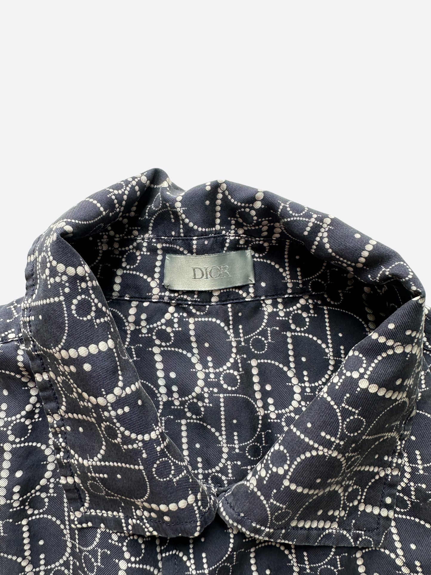 Dior Navy Pearl Oblique Button Up Shirt