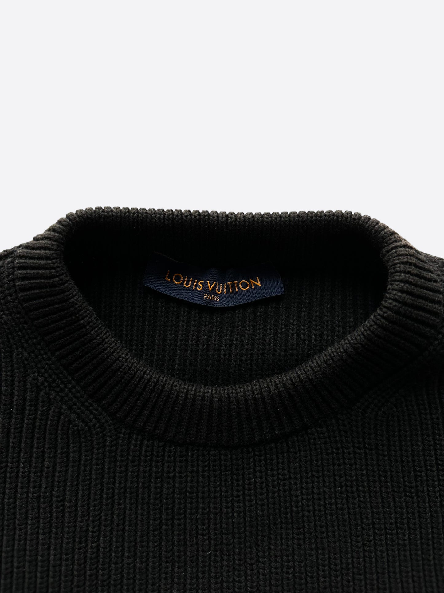 Louis Vuitton Black Rue Du Pont Waffle Knit Sweater