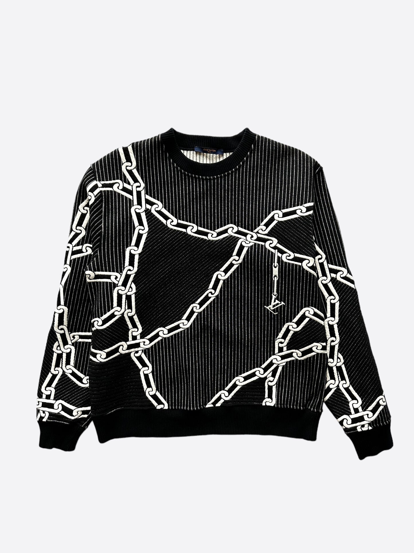 Louis Vuitton Black 3d Effect Chain Logo Sweater