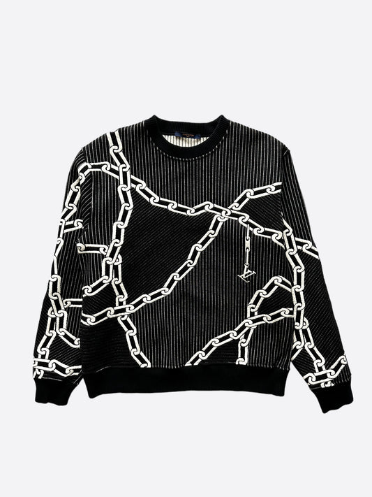 Louis Vuitton Black 3d Effect Chain Logo Sweater