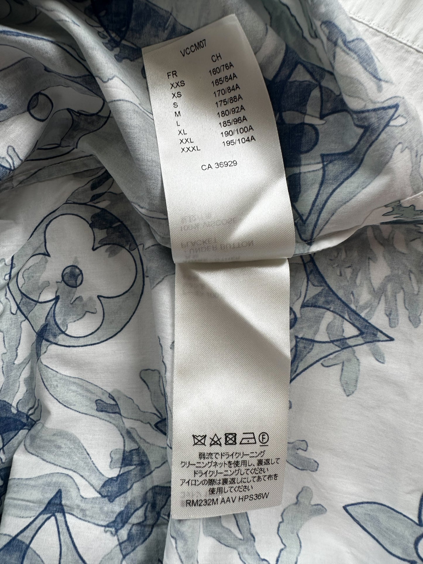Louis Vuitton Blue & White Aquagarden Monogram Button Up Shirt
