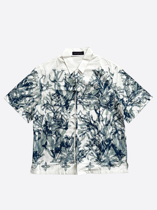 Louis Vuitton Blue & White Aquagarden Monogram Button Up Shirt