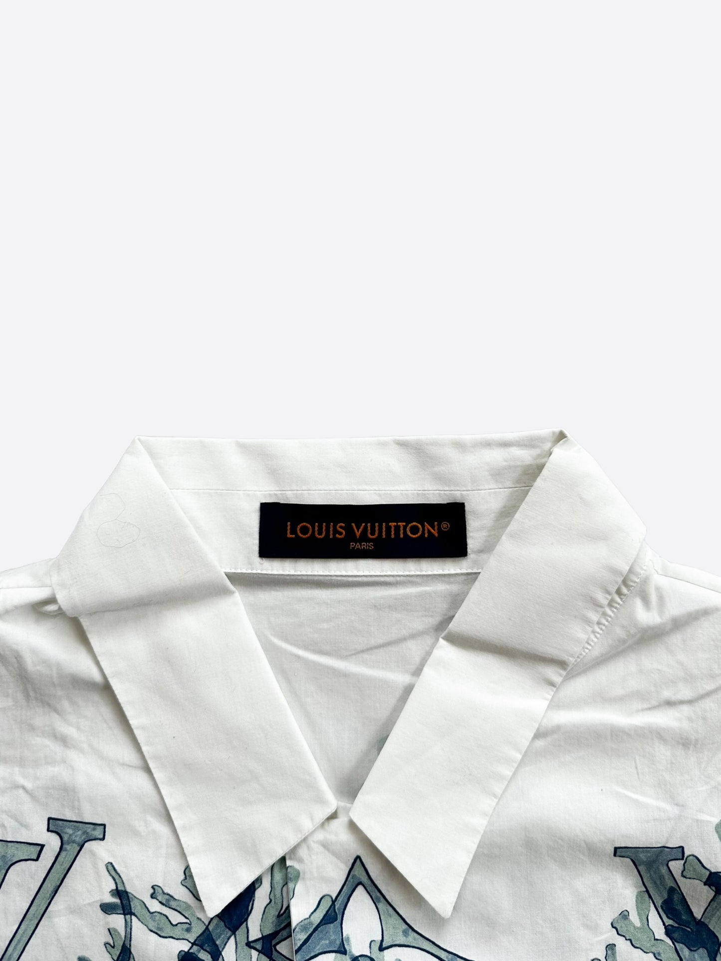Louis Vuitton Blue & White Aquagarden Monogram Button Up Shirt