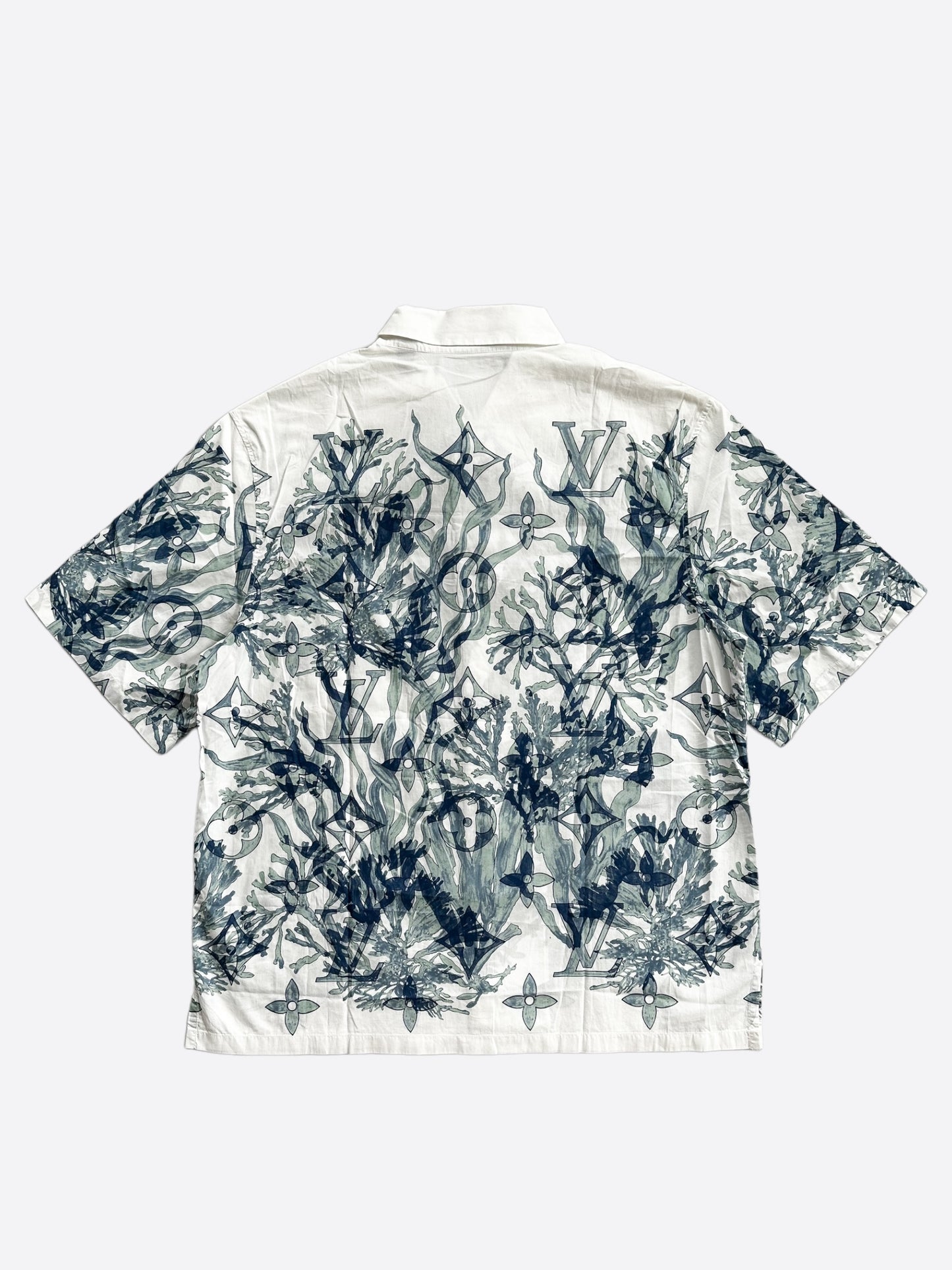 Louis Vuitton Blue & White Aquagarden Monogram Button Up Shirt