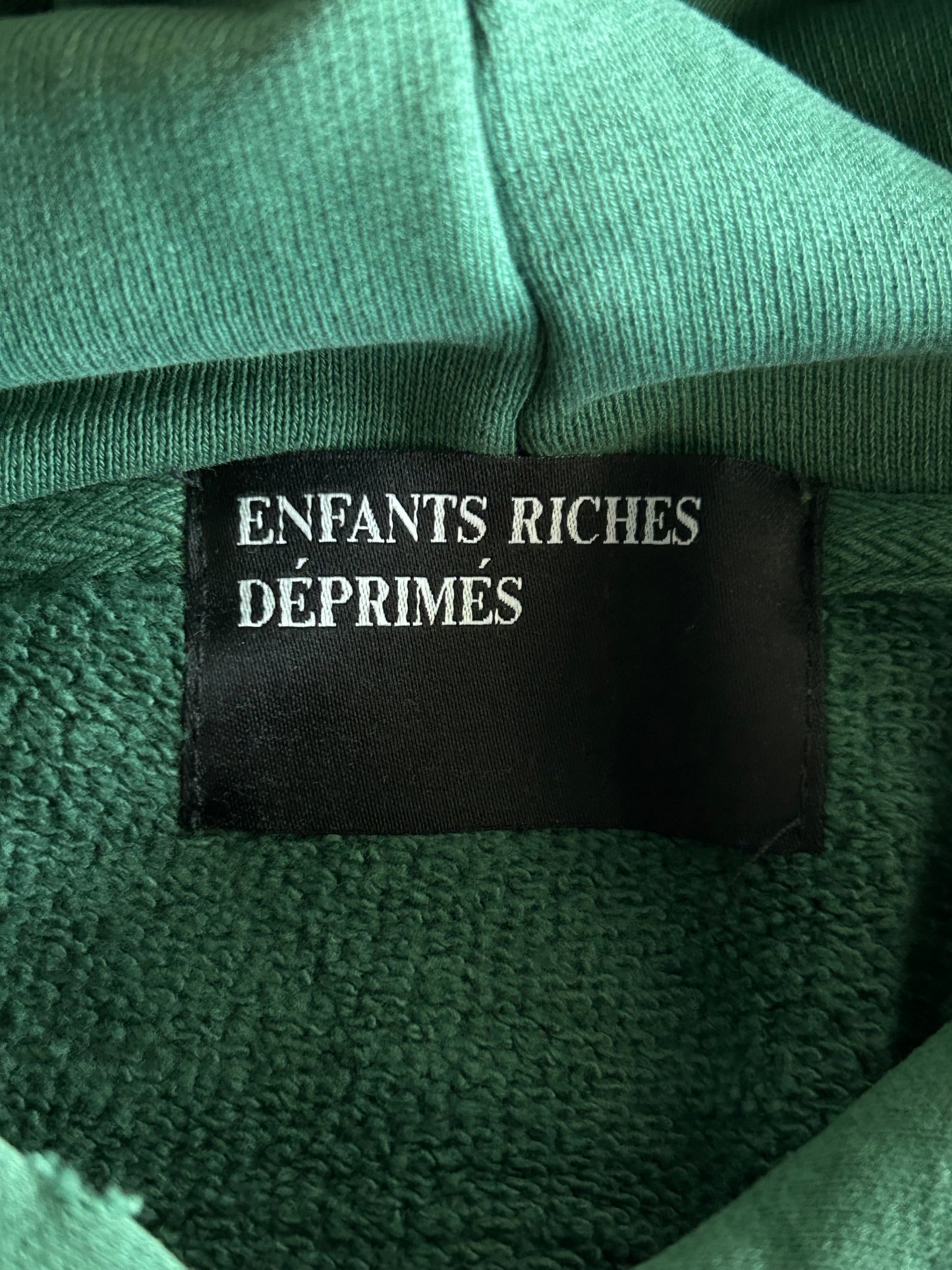 Enfants Riches Deprimes Green & White Rabbit Distressed Hoodie