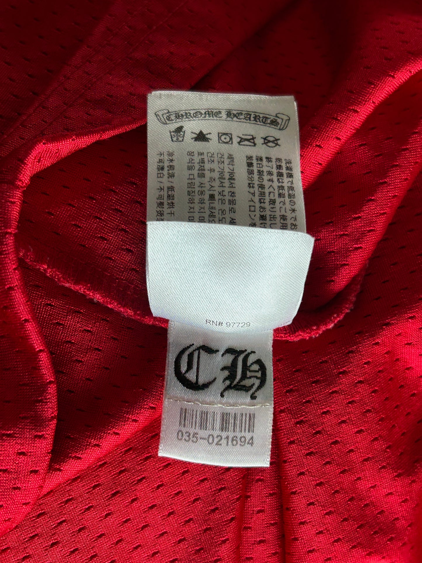 Chrome Hearts Matty Boy Red Form Mesh Jersey Longsleeve T-Shirt