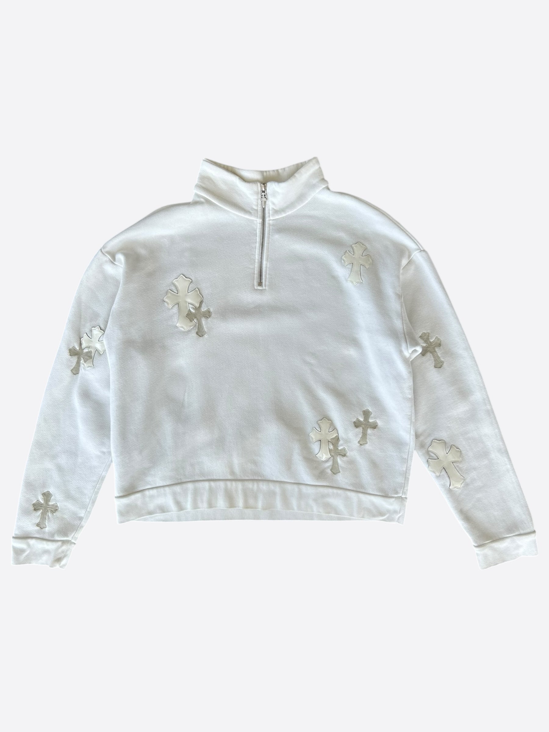Chrome Hearts White Cross Patch Quarter-Zip Sweater – Savonches