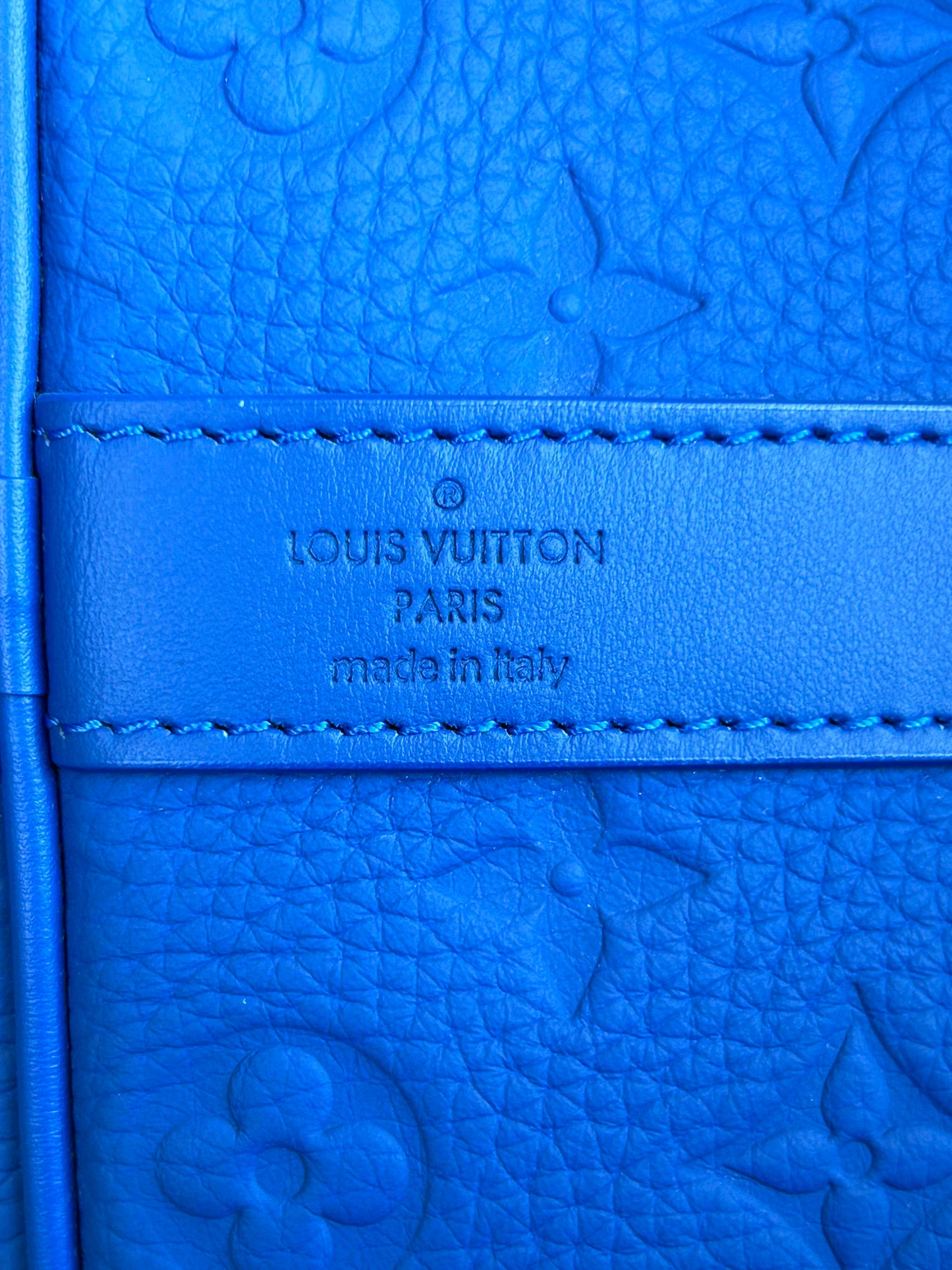 Louis Vuitton Blue Taurillon Monogram Keepall 50