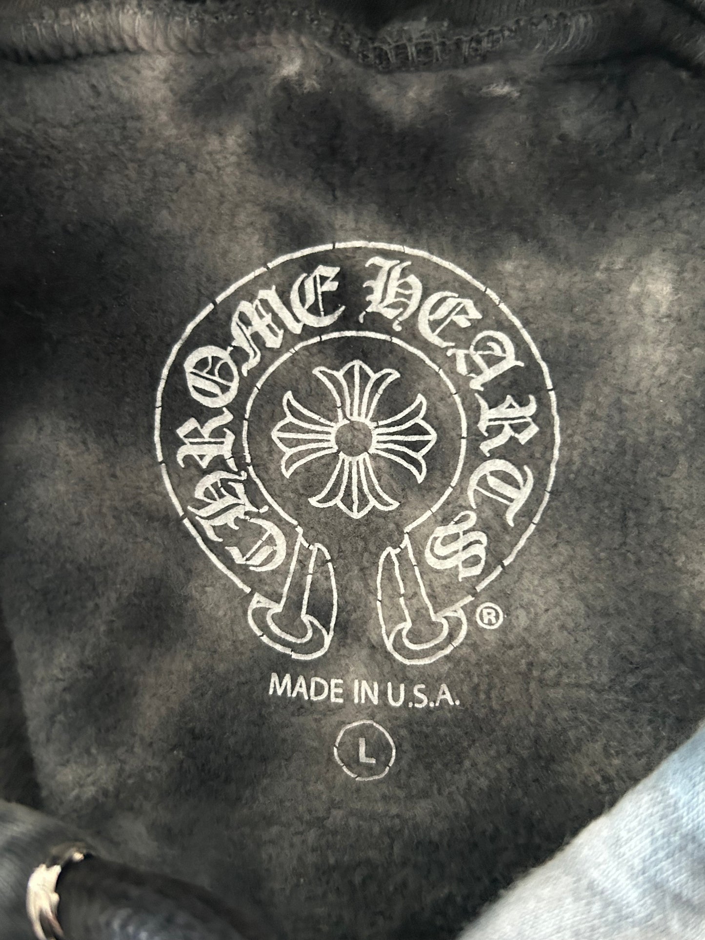 Chrome Hearts Black & White Tie-Dye Horseshoe Logo Hoodie