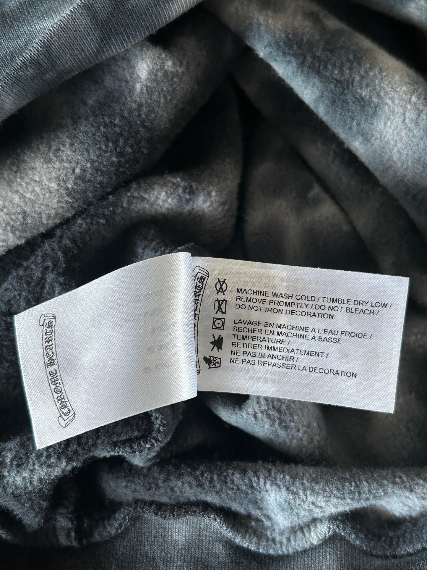 Chrome Hearts Black & White Tie-Dye Horseshoe Logo Hoodie