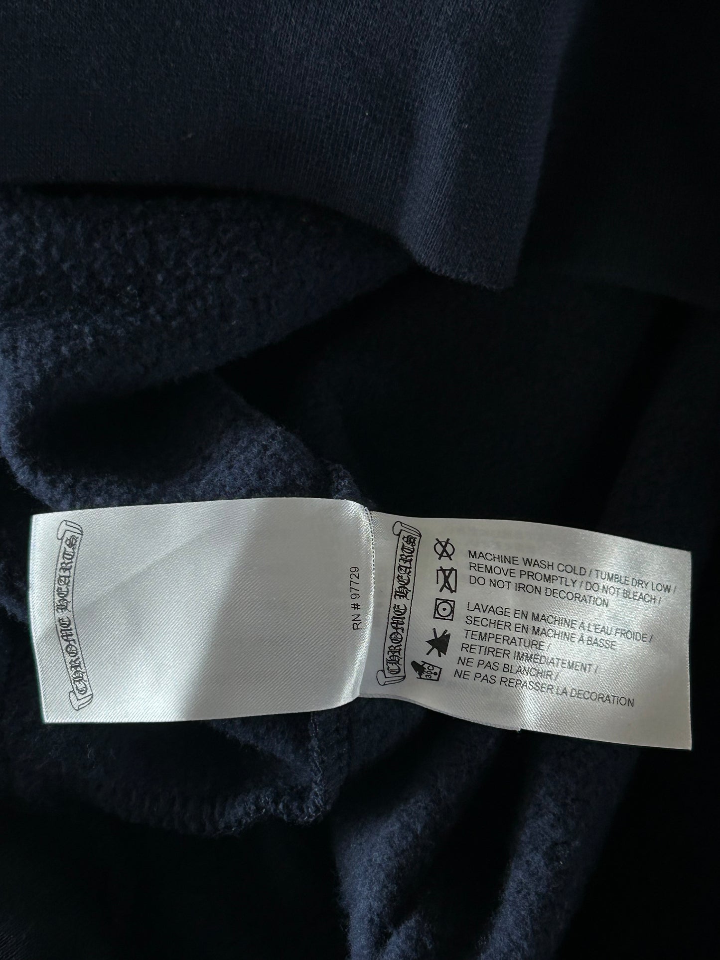 Chrome Hearts Navy & Yellow Script Logo Hoodie