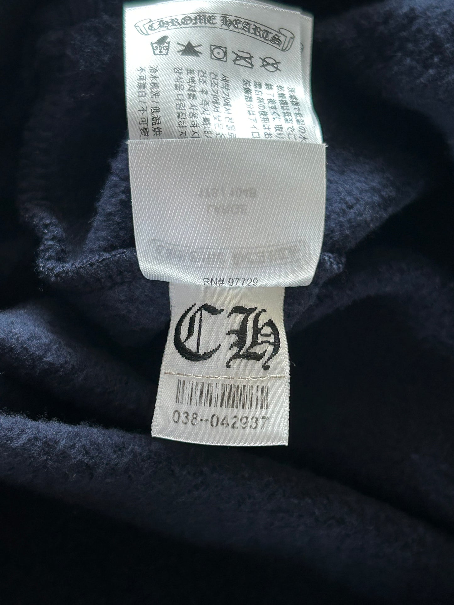 Chrome Hearts Navy & Yellow Script Logo Hoodie