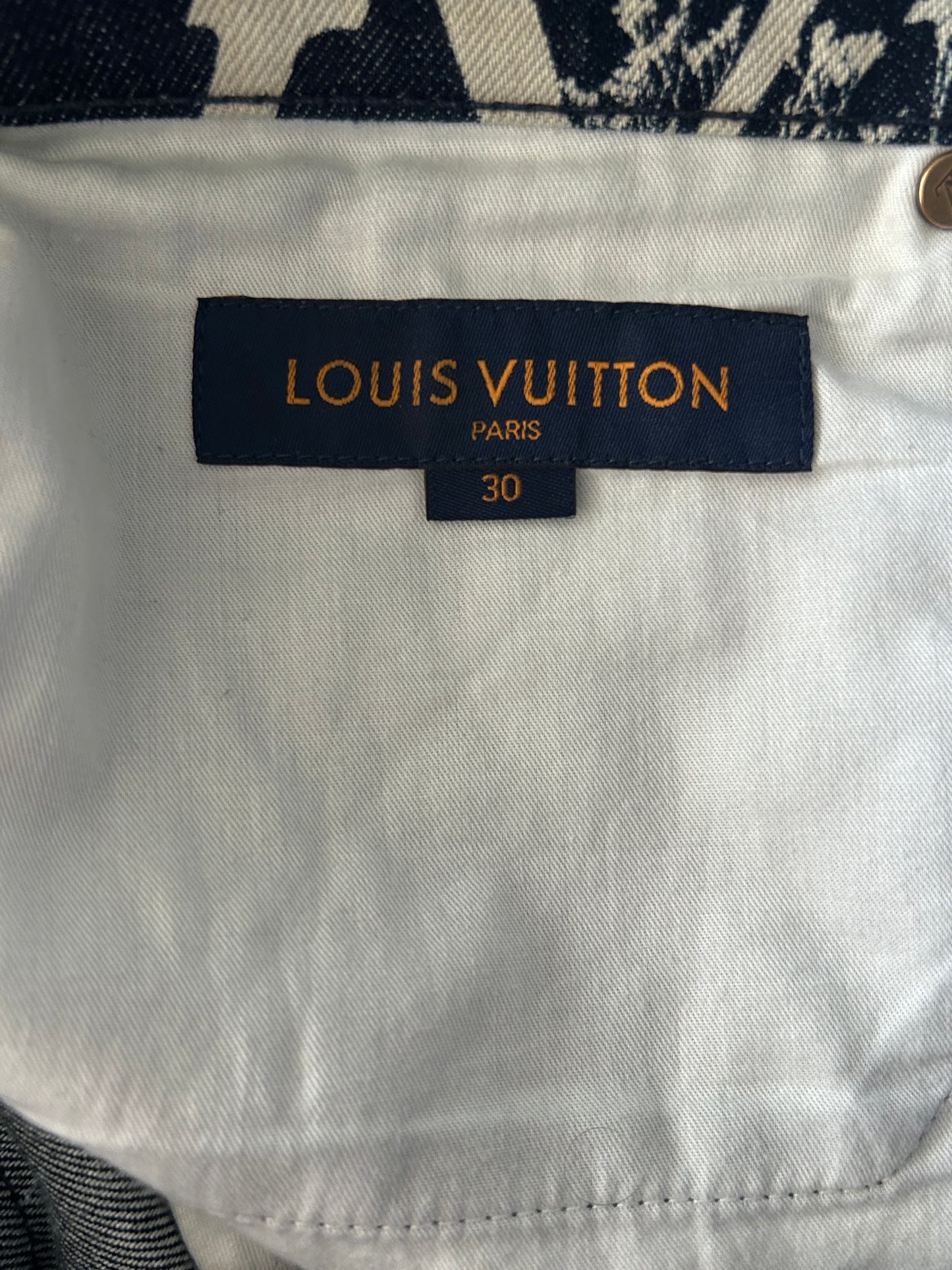 Louis Vuitton Navy & White Leaf Jeans