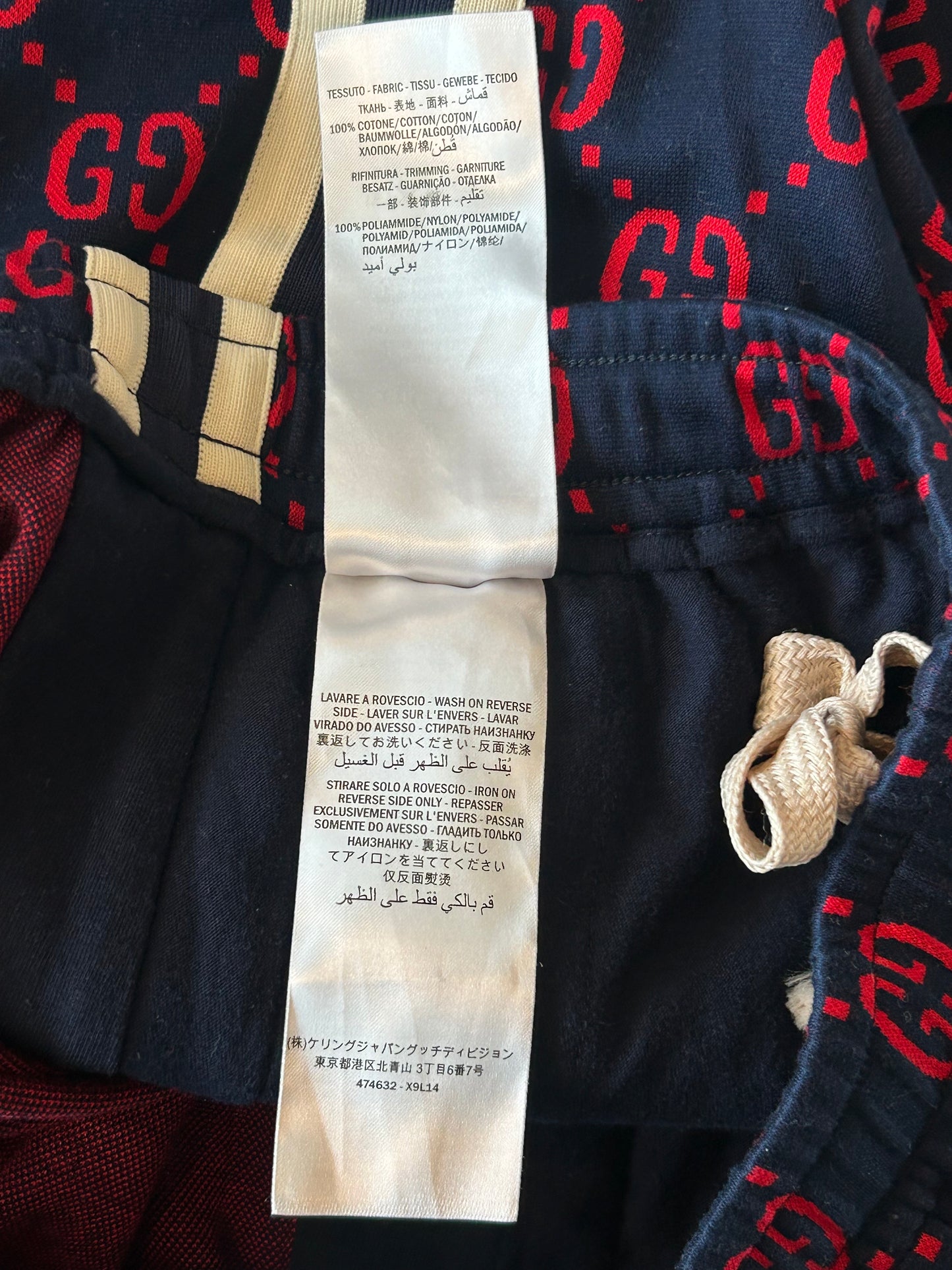 Gucci Navy & Red GG Monogram Jacquard Shorts