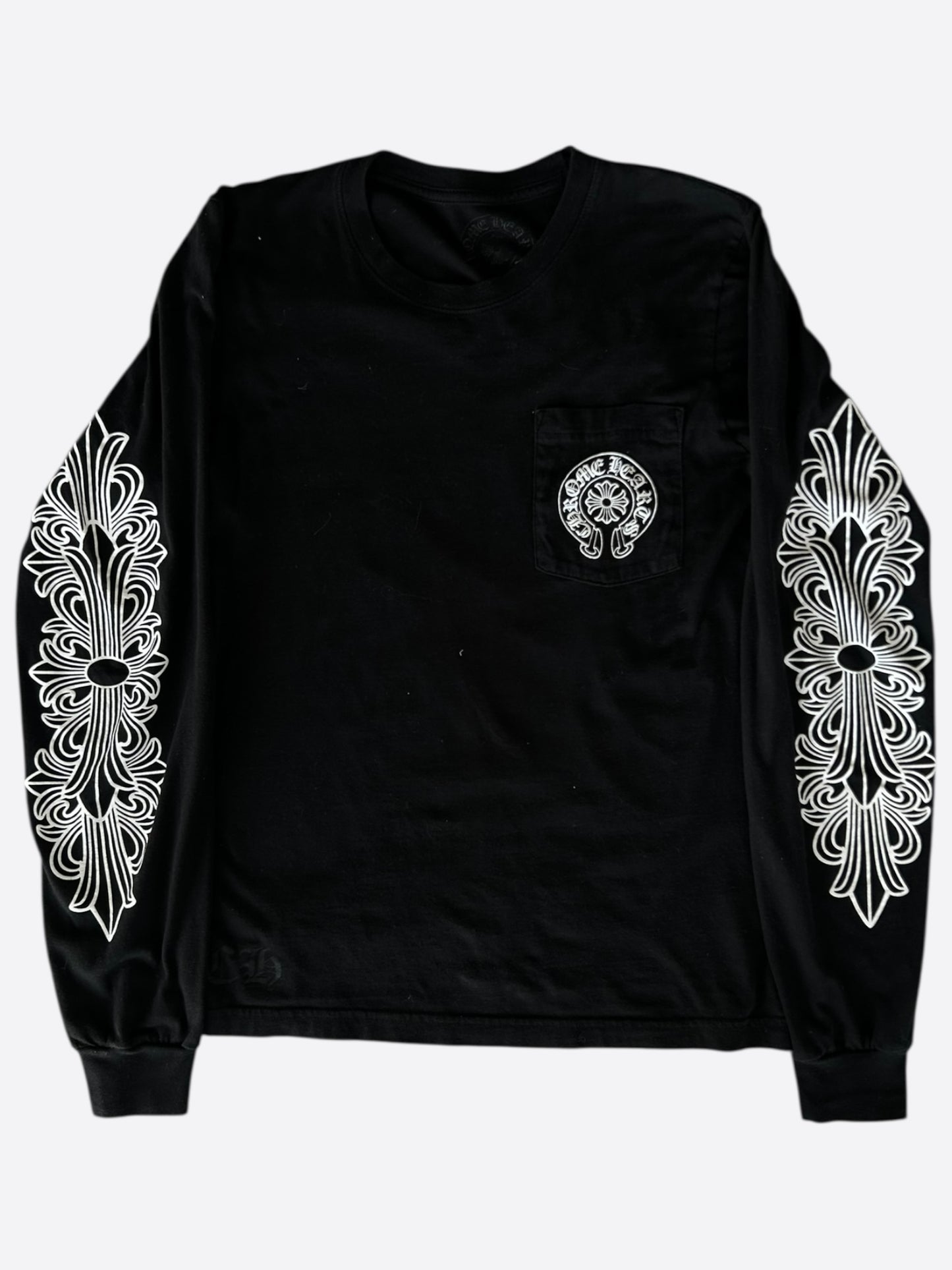 Chrome Hearts Black & White Miami Horseshoe Logo Longsleeve T-Shirt