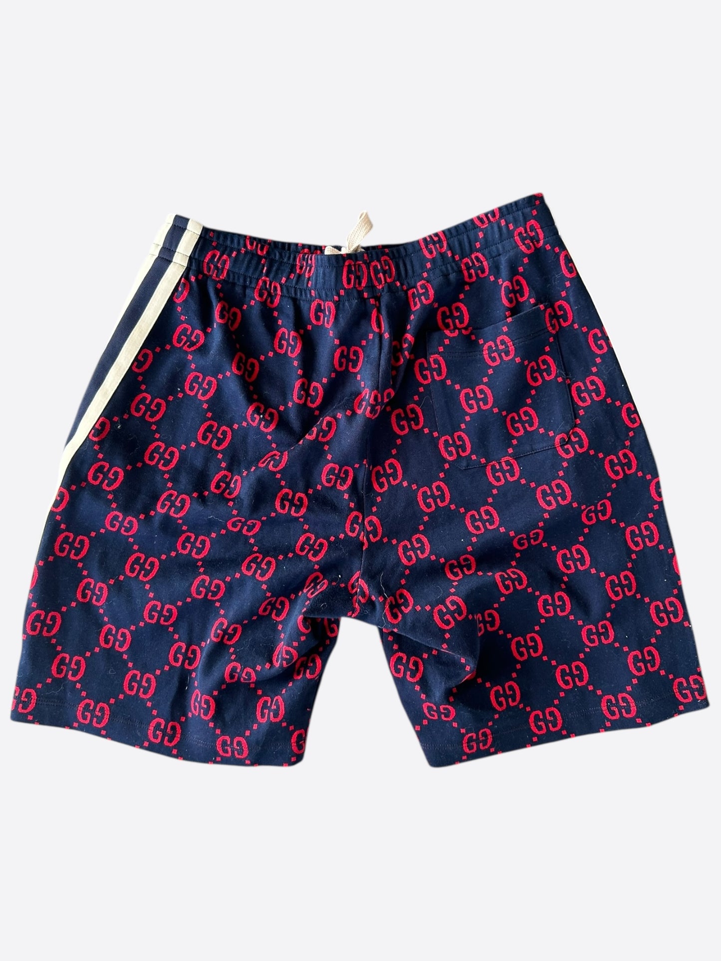 Gucci Navy & Red GG Monogram Jacquard Shorts
