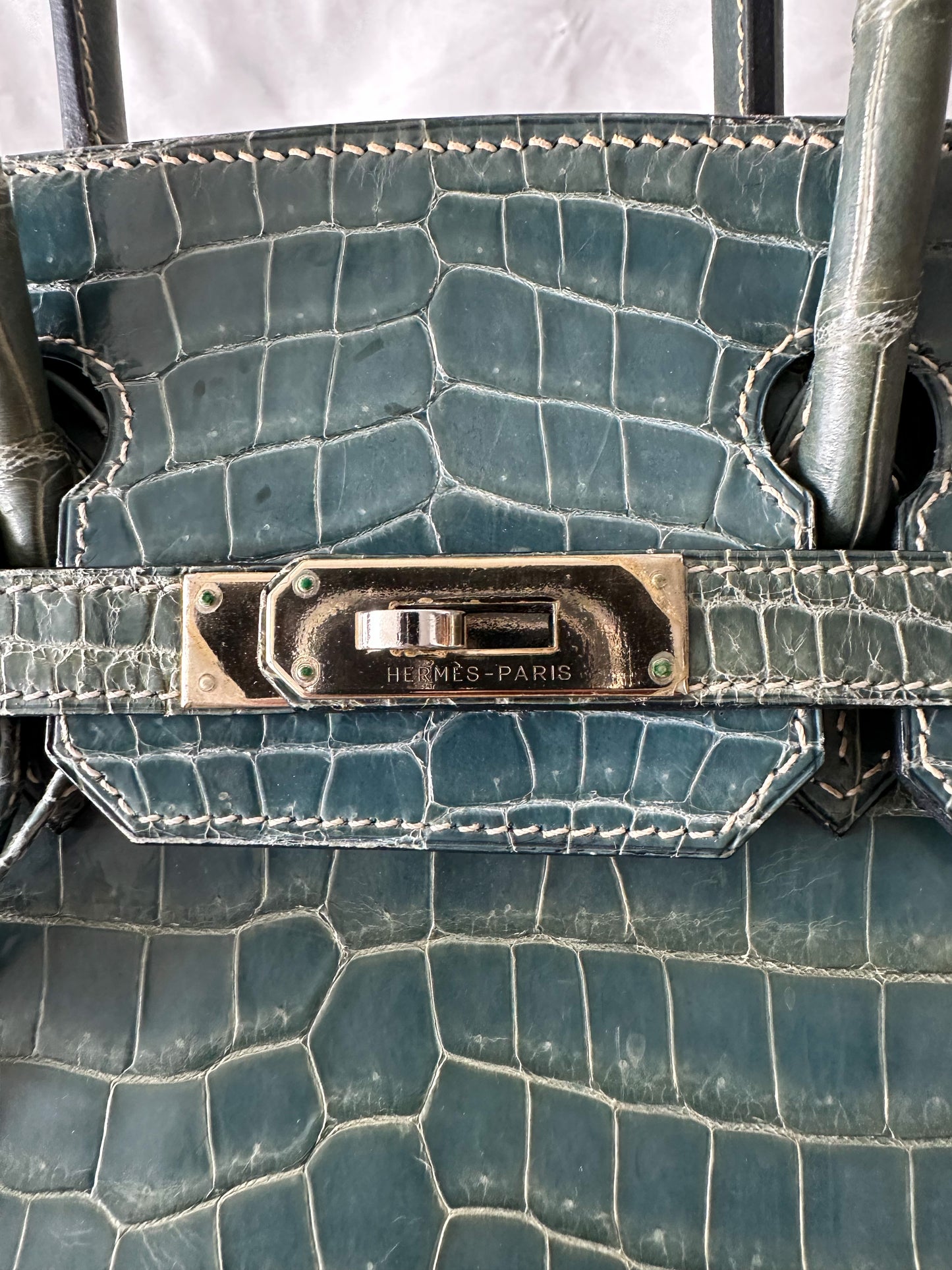 Hermès Blue Jean Porosus Crocodile Birkin 30