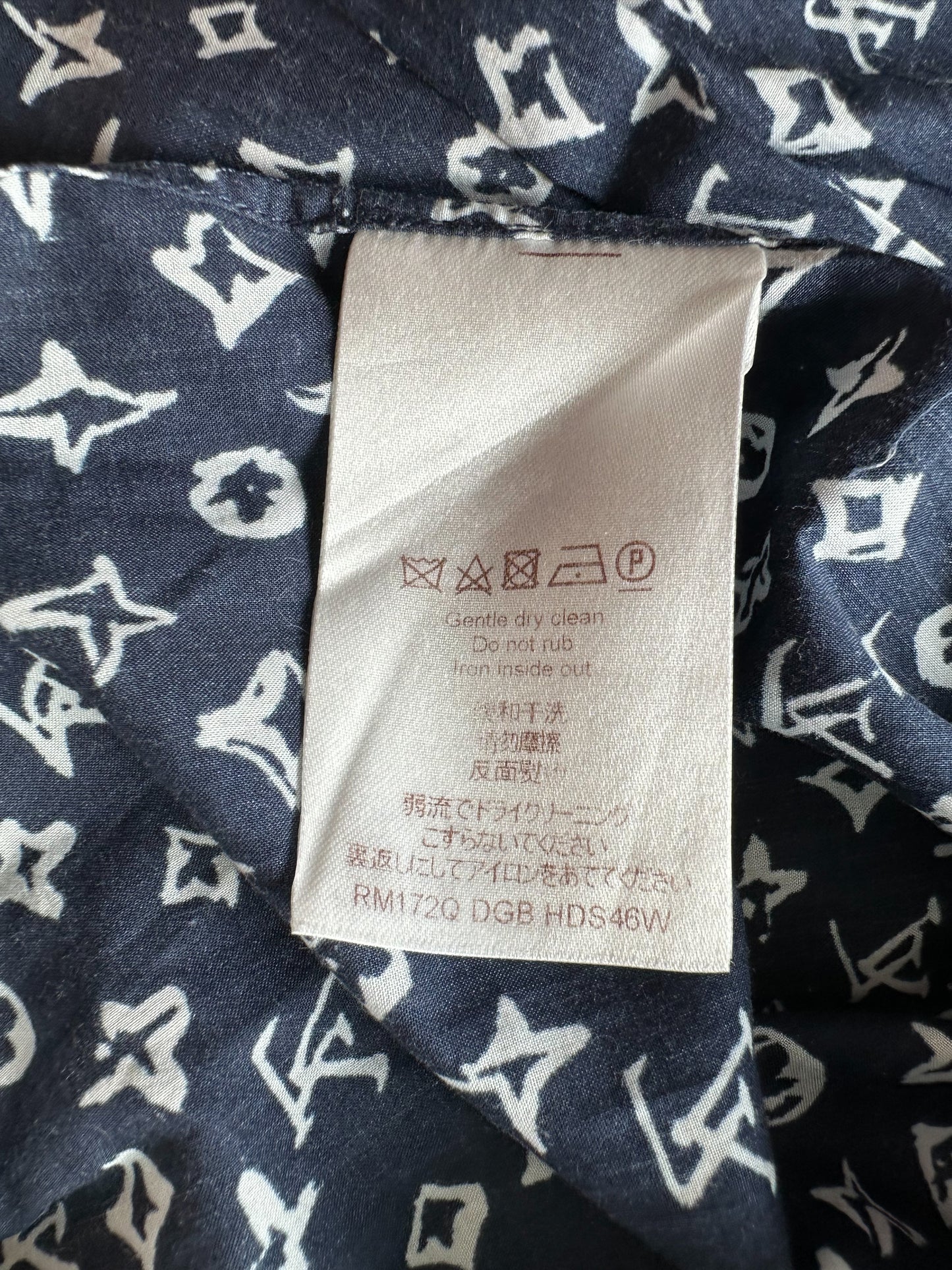 Louis Vuitton Navy & White Monogram Button Up Shirt