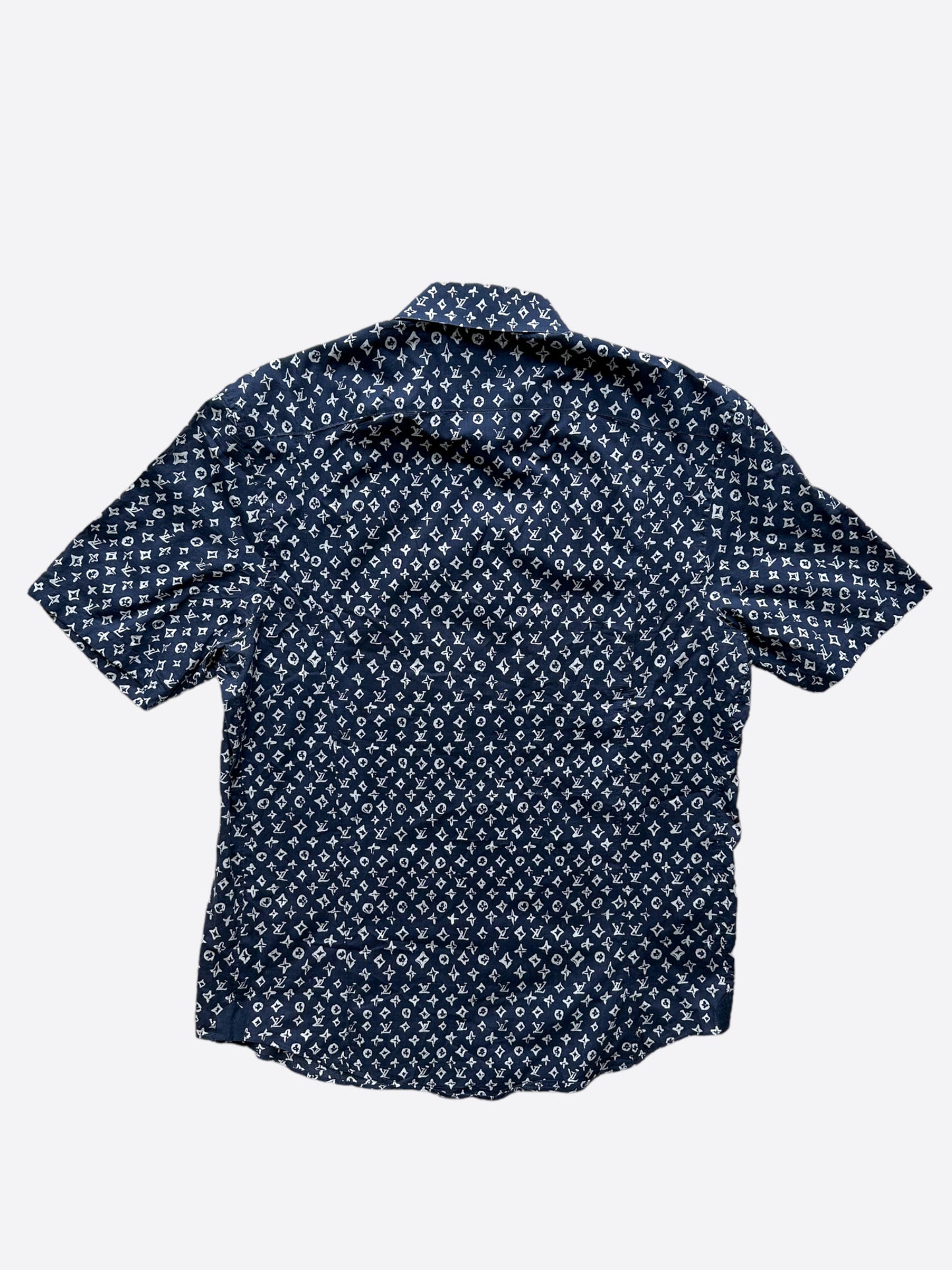 Louis Vuitton Navy & White Monogram Button Up Shirt