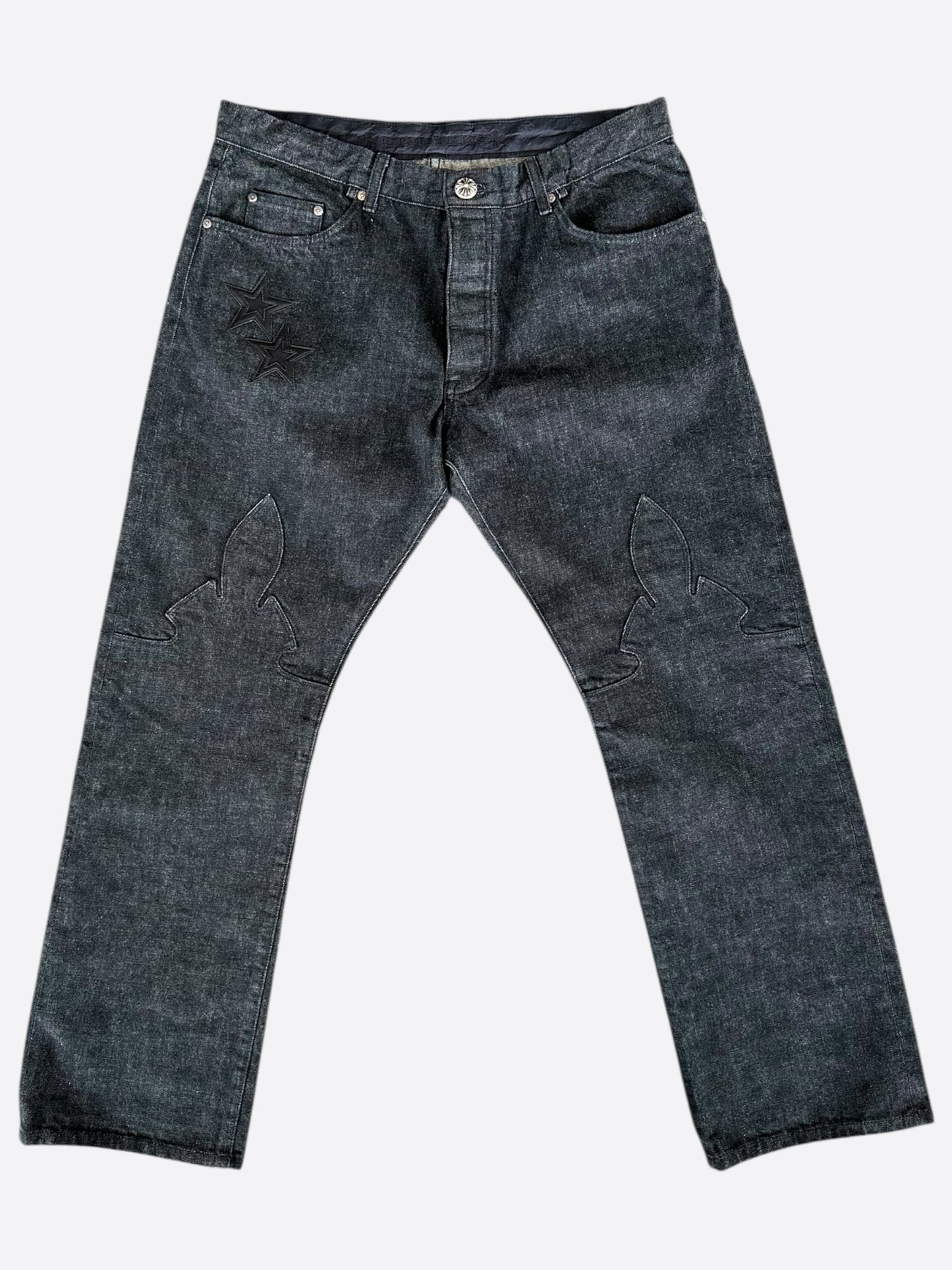 Chrome Hearts Grey & Black Star Patch Jeans