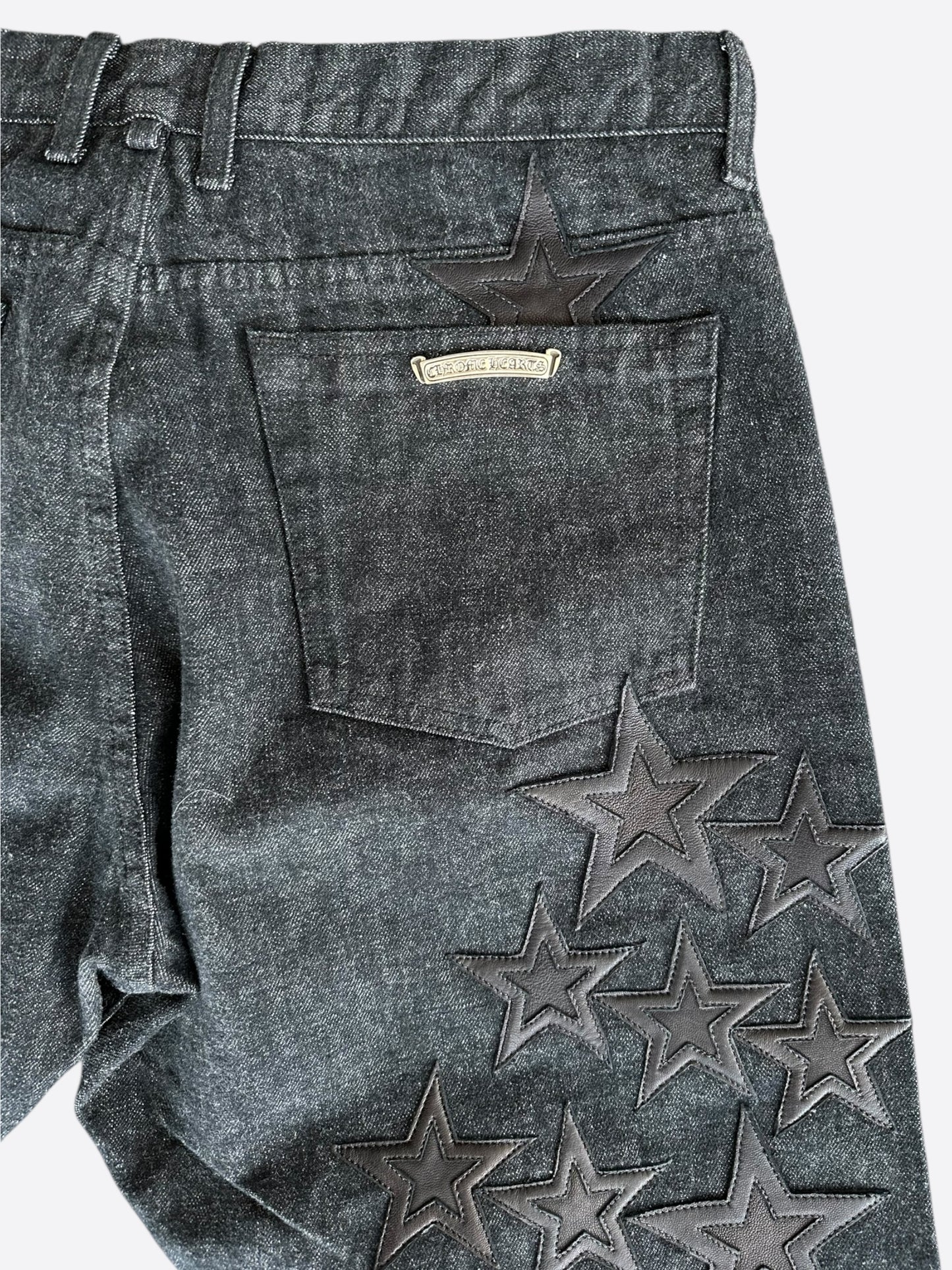 Chrome Hearts Grey & Black Star Patch Jeans