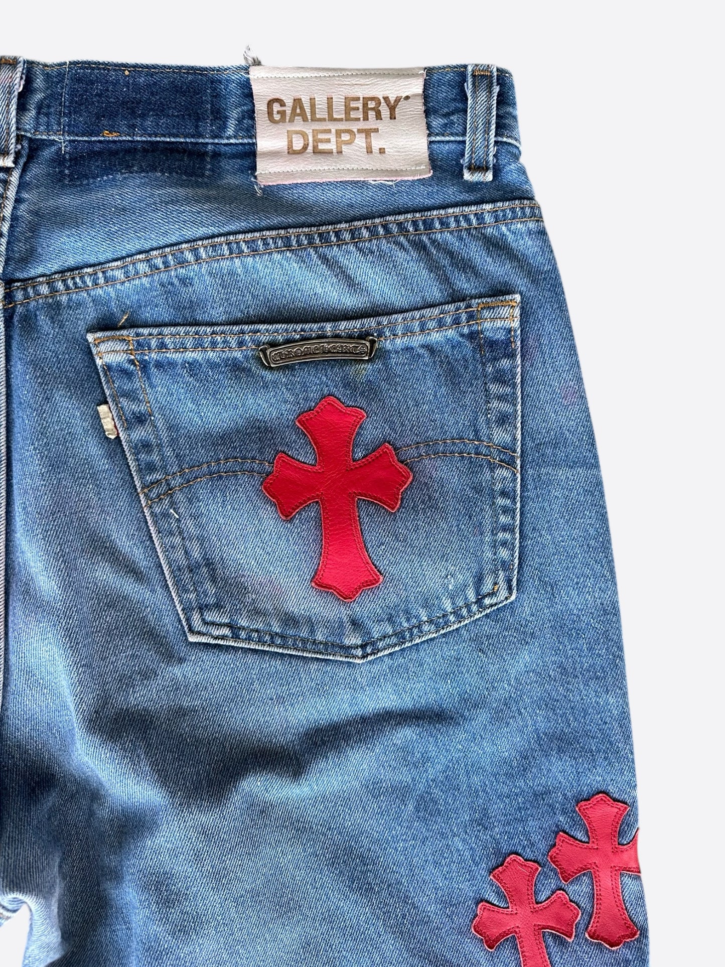 Chrome Hearts Gallery Dept Levis Blue & Red Cross Patch Jeans