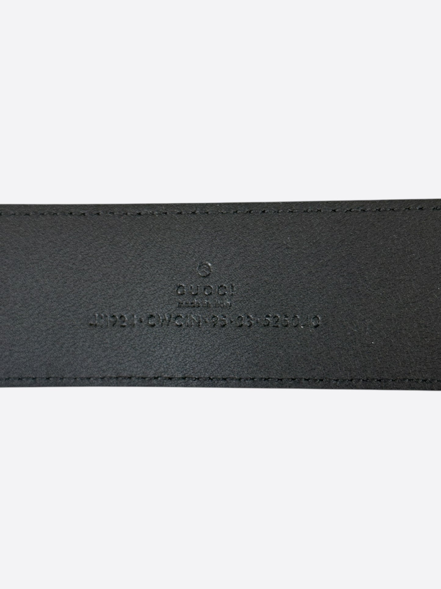 Gucci Black & Silver GG Buckle Monogram Leather Belt