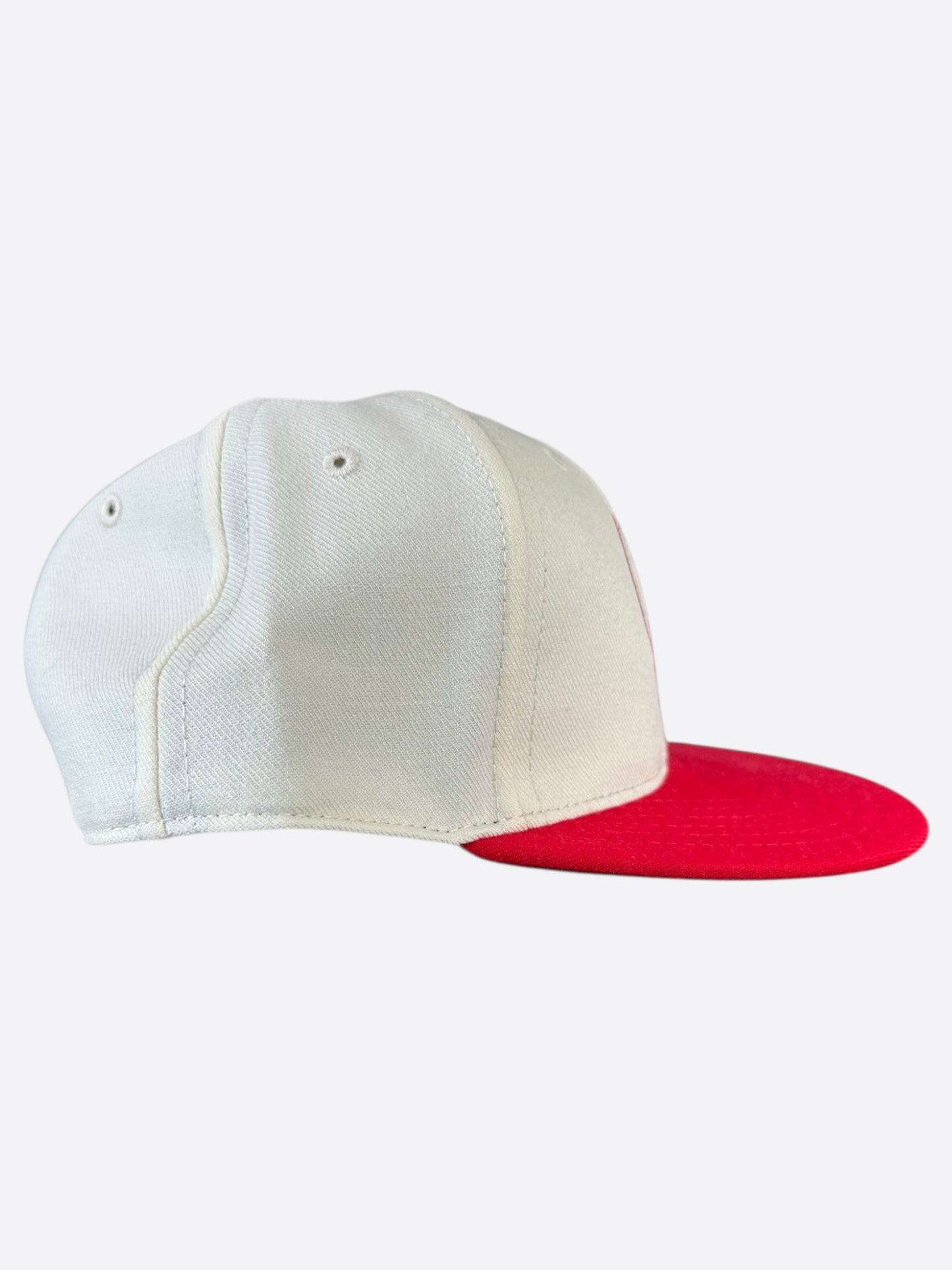 Chrome Hearts White & Red Heart Logo Fitted Hat