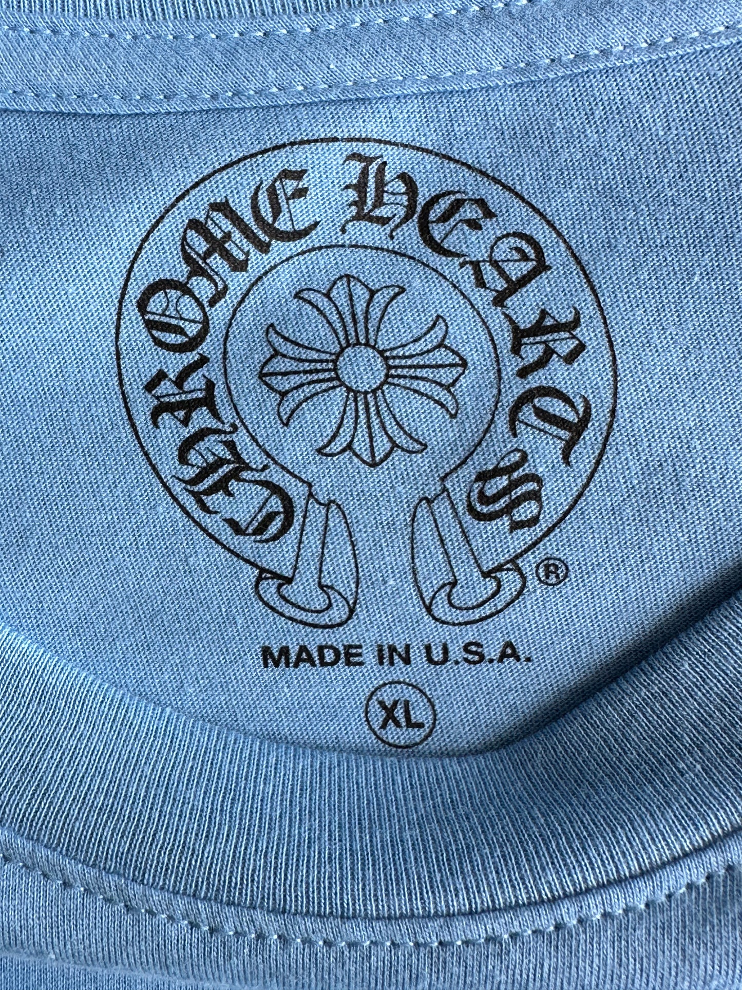 Chrome Hearts Blue Miami Art Basel Horseshoe Logo T-Shirt
