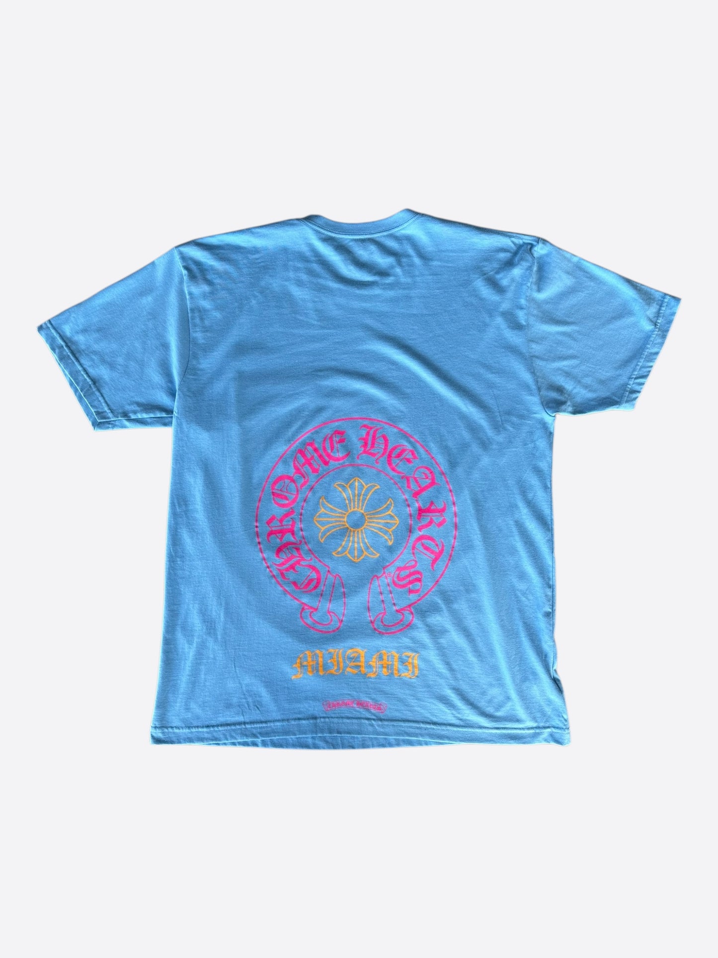 Chrome Hearts Blue Miami Art Basel Horseshoe Logo T-Shirt