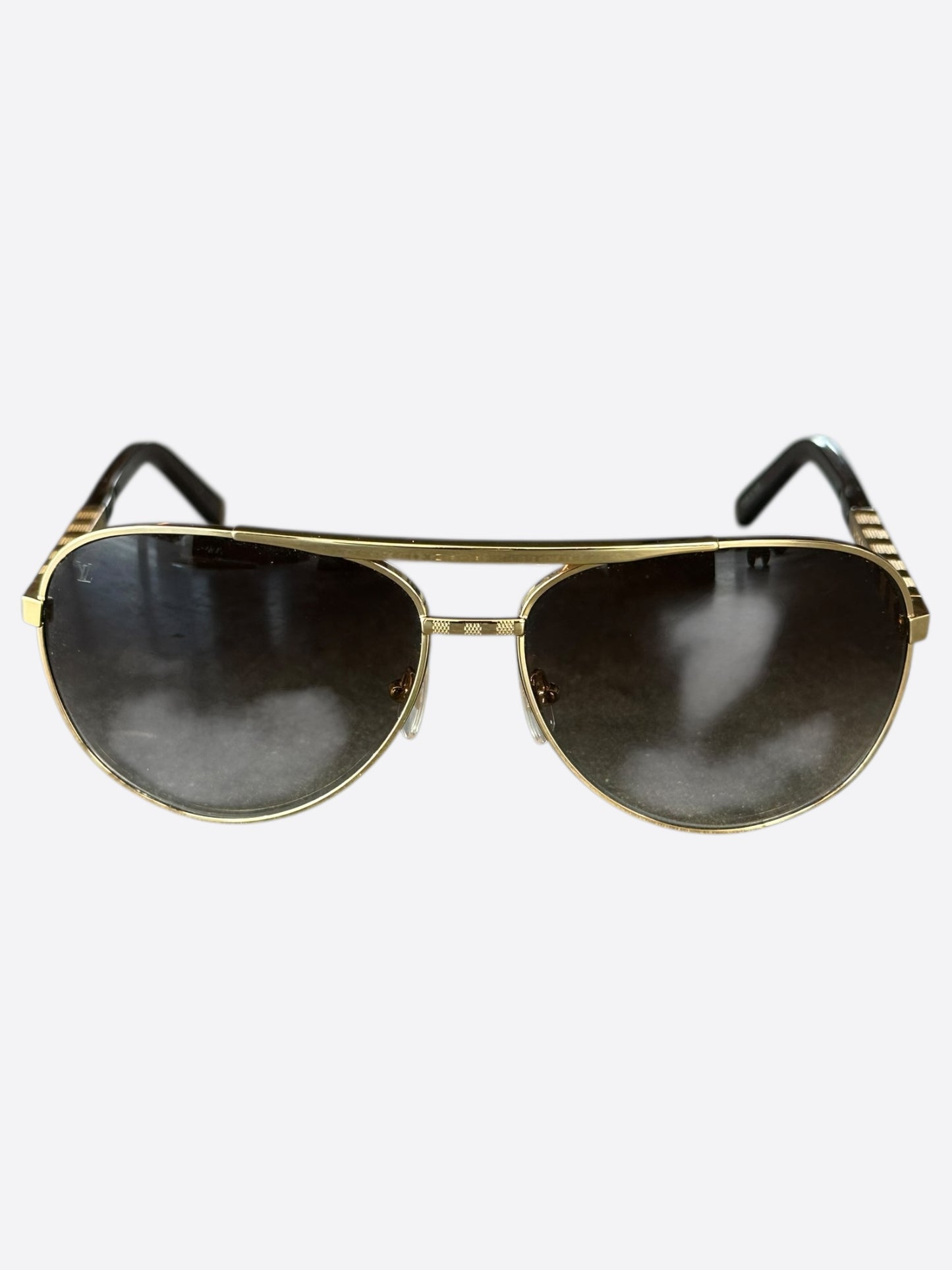 Louis Vuitton Gold Damier Attitude Pilot Sunglasses