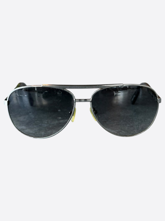 Louis Vuitton Silver Damier Attitude Pilot Sunglasses