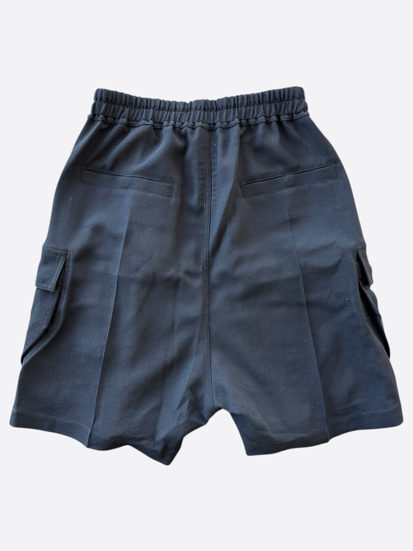 Rick Owens Black Wool Cargobela Shorts