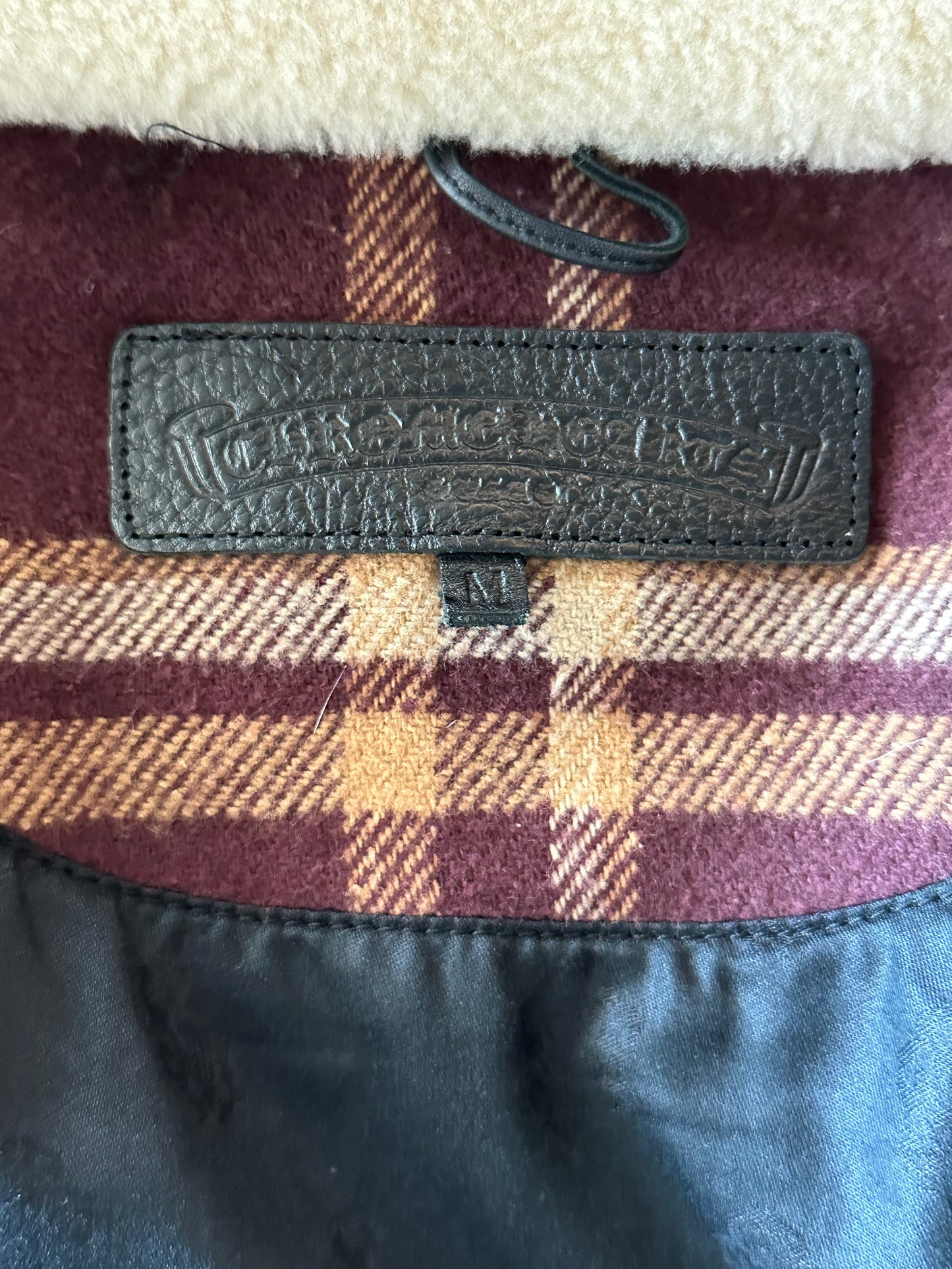 Chrome Hearts Black & Red Plaid Sherpa Jacket