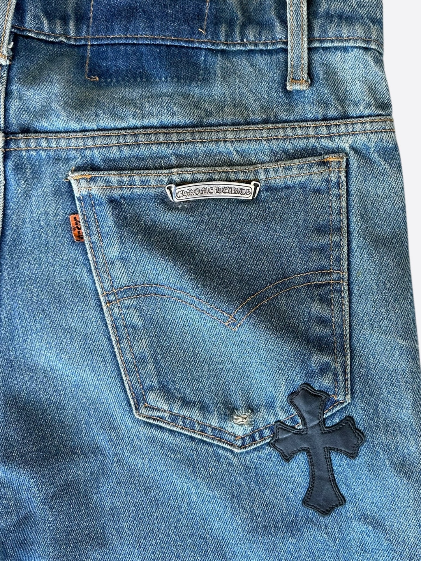 Chrome Hearts Levis Blue & Black Cross Patch Jeans