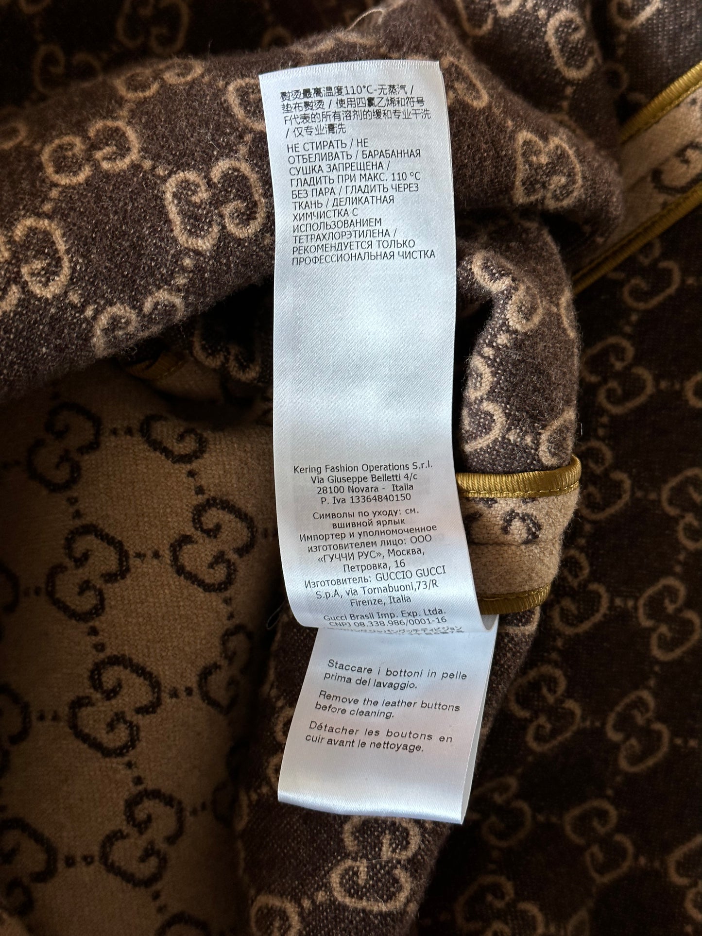 Gucci Beige & Brown GG Monogram Wool Coat
