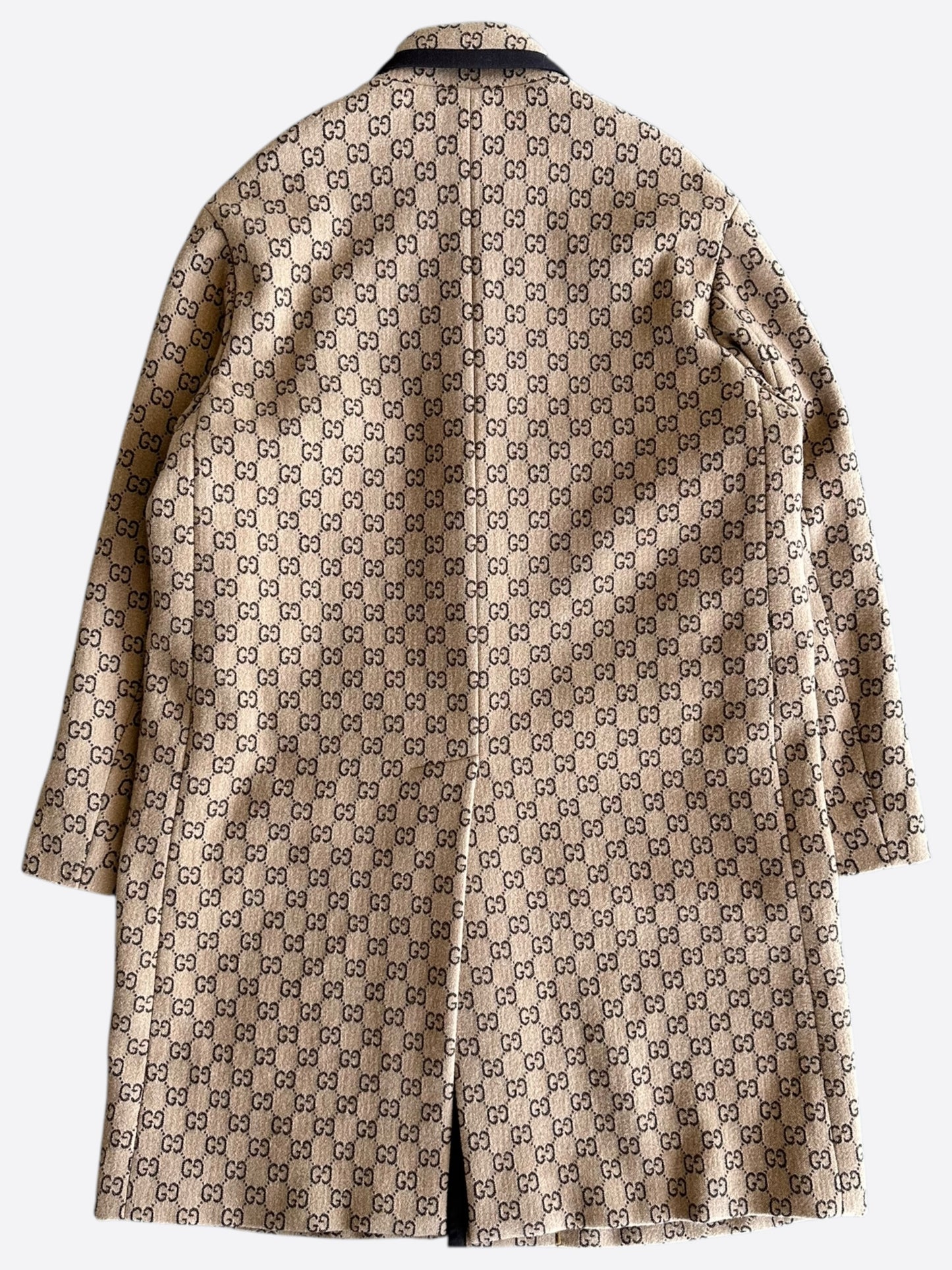 Gucci Beige & Brown GG Monogram Wool Coat