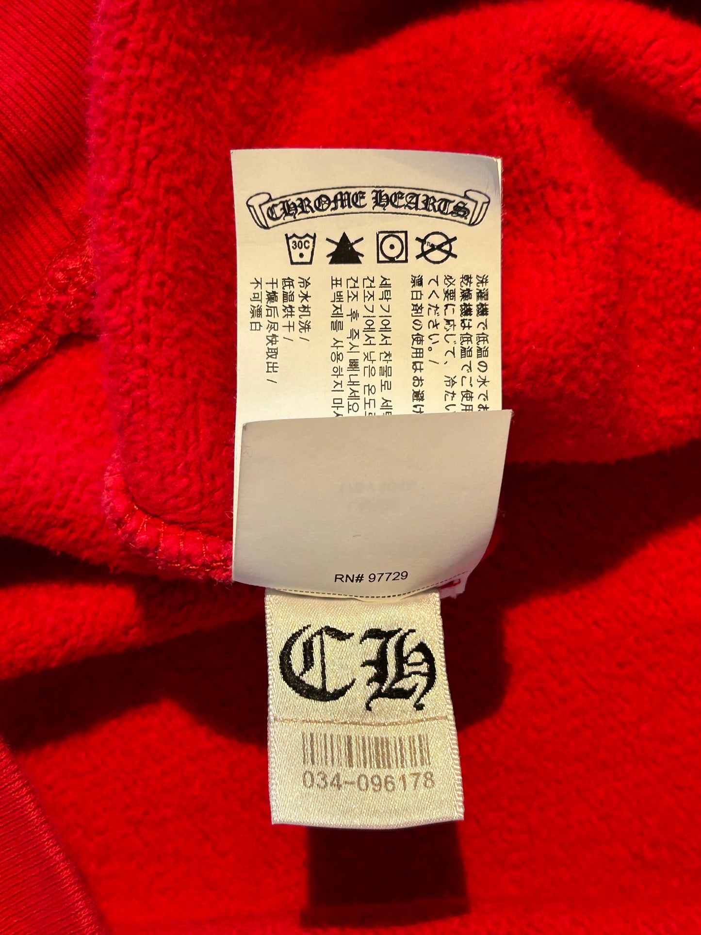 Chrome Hearts Red & White Triple Cross Embroidered Quarter Zip Sweater